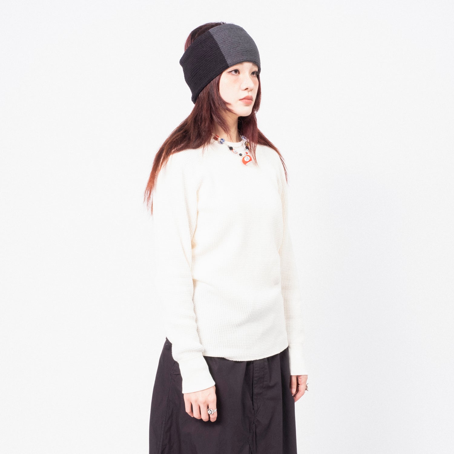 [BEAMS BOY] O.COTTON THERMAL CREW NECK LONGSLEEVE TSHIRT _ OFF WHITE