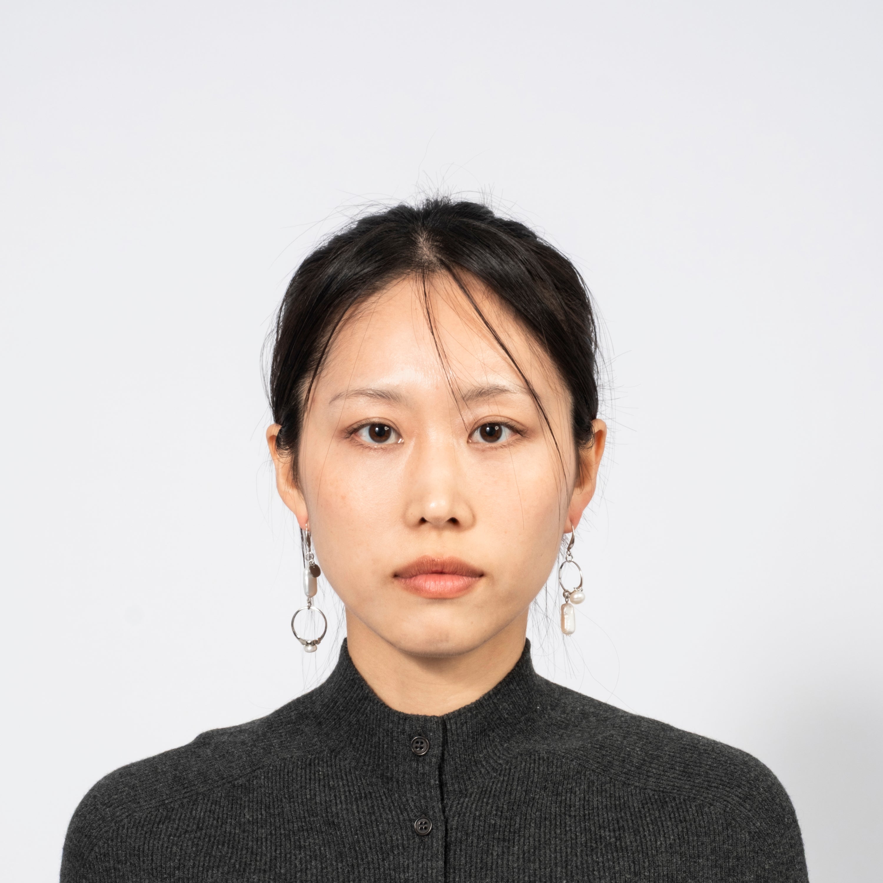 [52HZ LAB] FRESHWATER PEARL EARRINGS DOUBLE RINGS