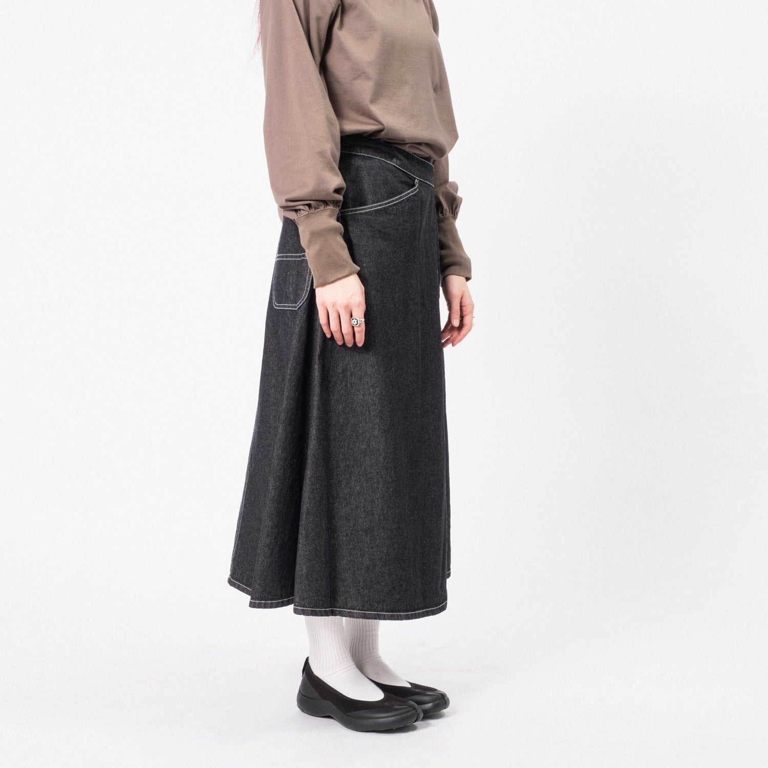 [BEAMS BOY] O.WRAPED PLEATED SKIRT _ BLACK