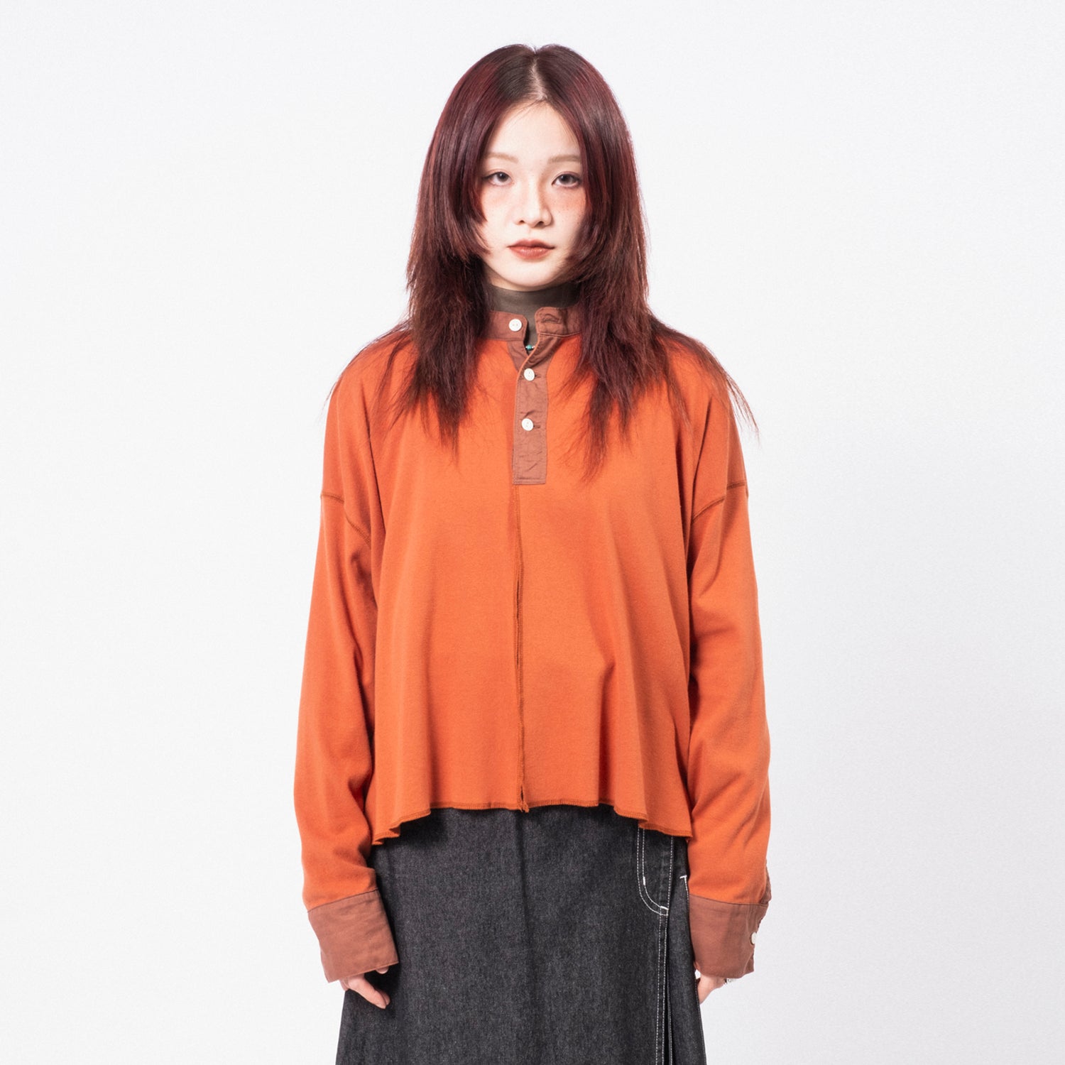 [BEAMS BOY] G.SHORT HENLEY CARDIGAN _ ORANGE