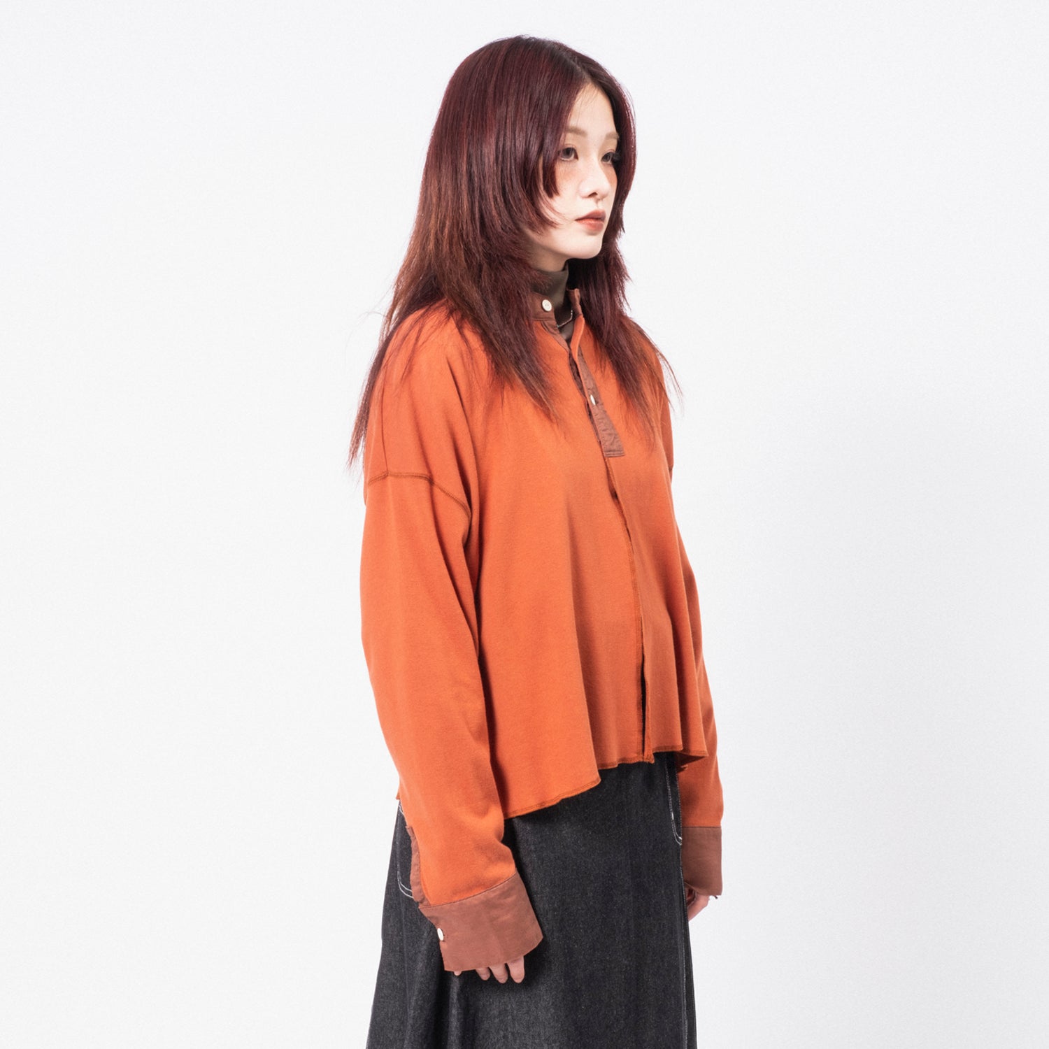 [BEAMS BOY] G.SHORT HENLEY CARDIGAN _ ORANGE