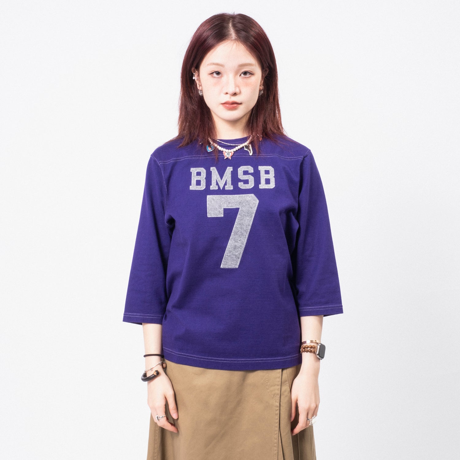 [BEAMS BOY] O.KNIT F/B3/4 _ PURPLE