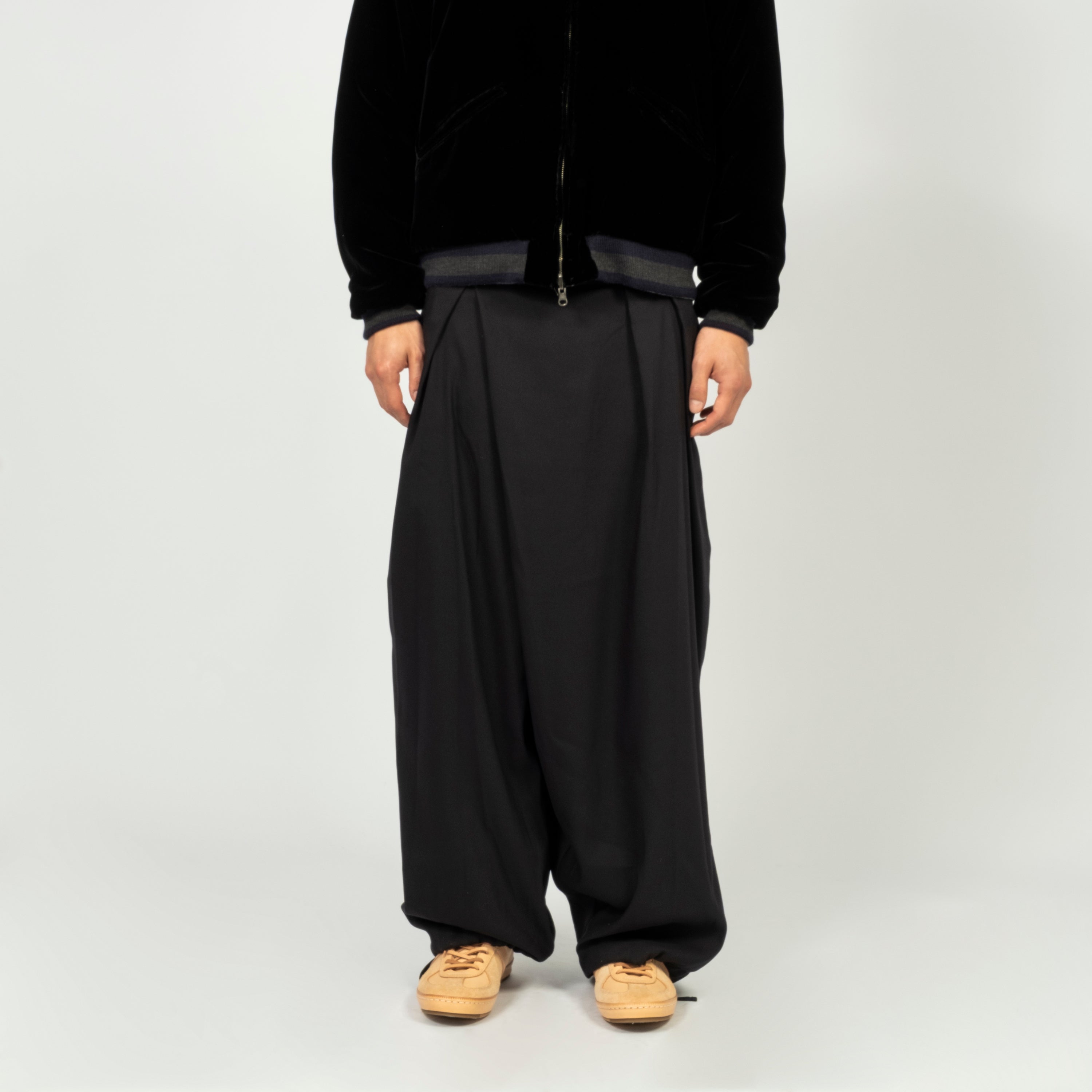 [BLUE BLUE JAPAN] WOVEN STRETCH DRY TWILL FULL WIDE PANTS _ DARK NAVY
