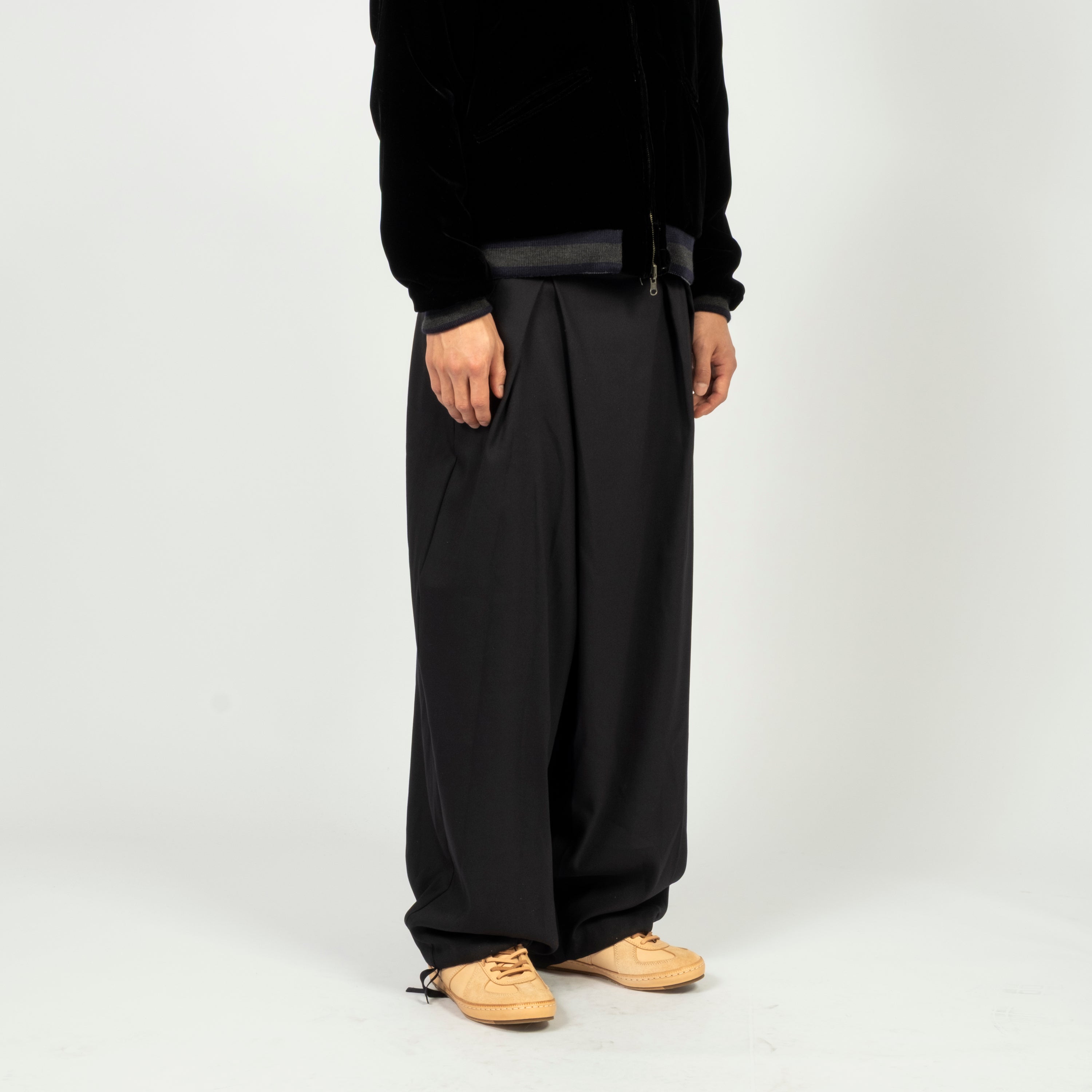 [BLUE BLUE JAPAN] WOVEN STRETCH DRY TWILL FULL WIDE PANTS _ DARK NAVY
