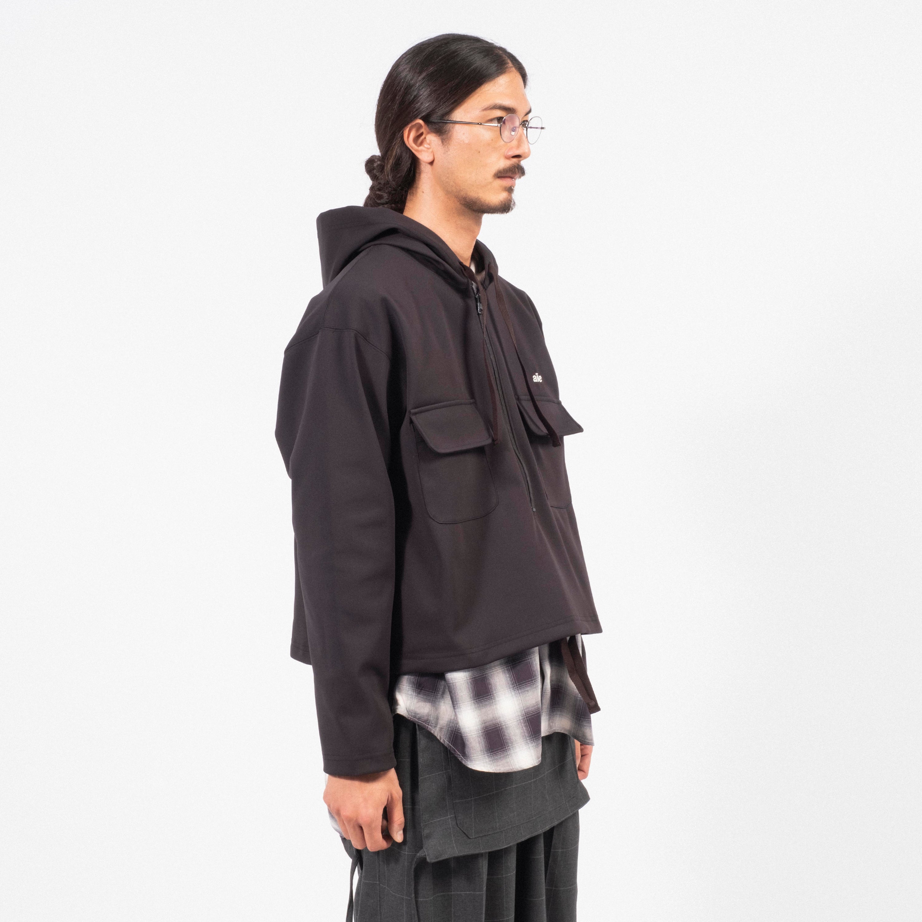 [AÏE] QV822 SPO HOODY _ BLACK
