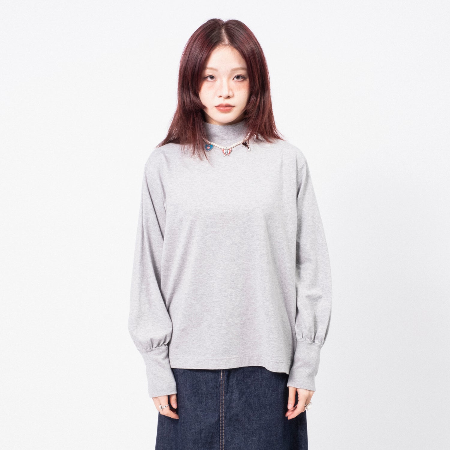 [BEAMS BOY] G.MOC/N GATHER LS _ GREY