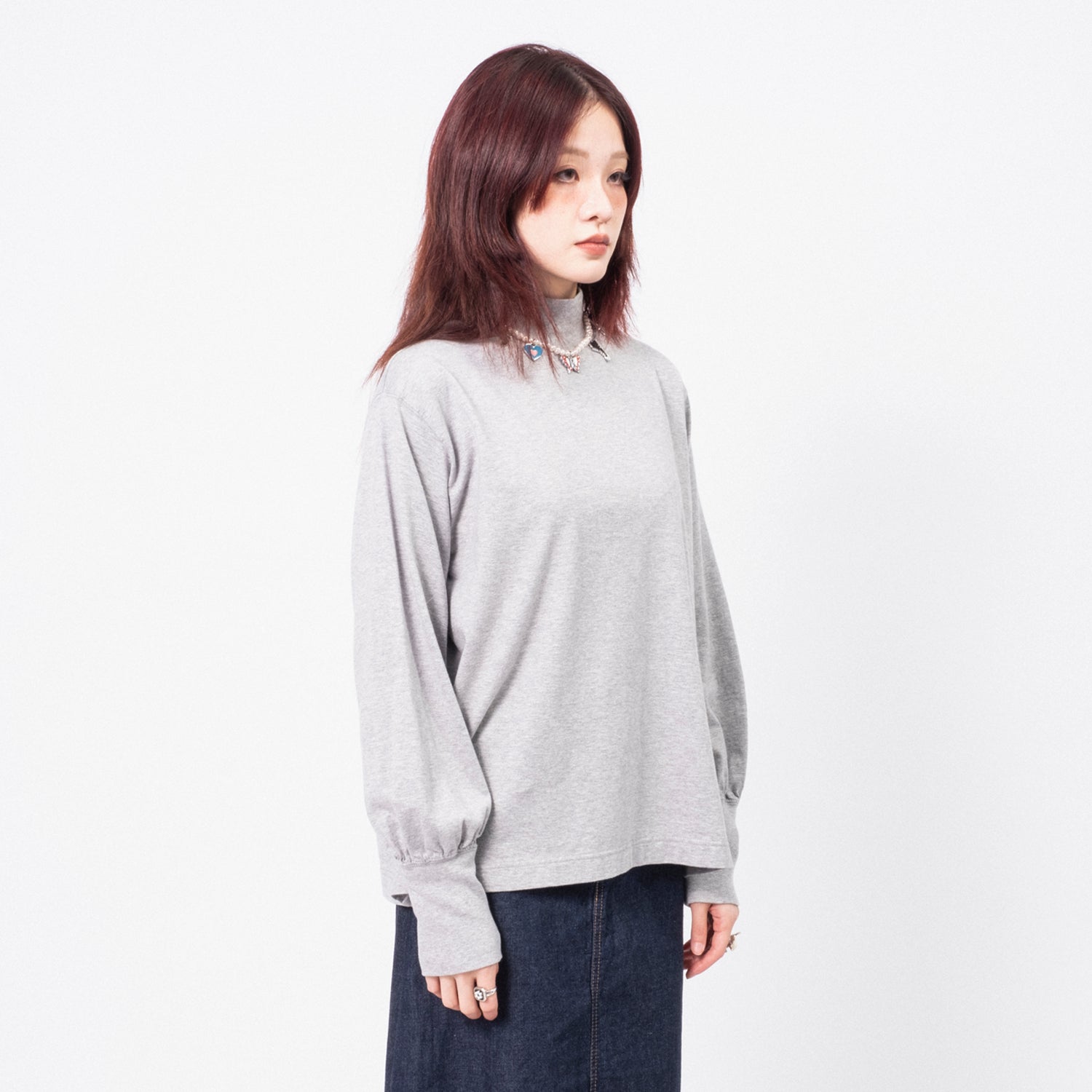 [BEAMS BOY] G.MOC/N GATHER LS _ GREY