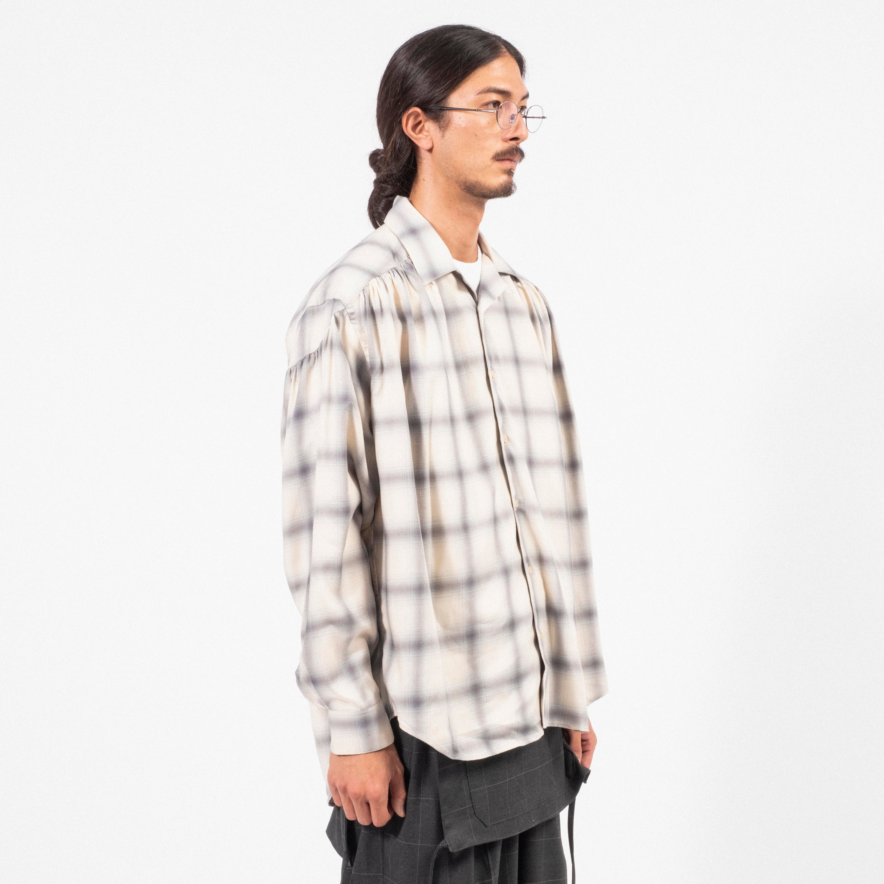 [AÏE] QV810 AIE PAINTER SHIRT OMBRE RAYON TWILL _ A-ECRU