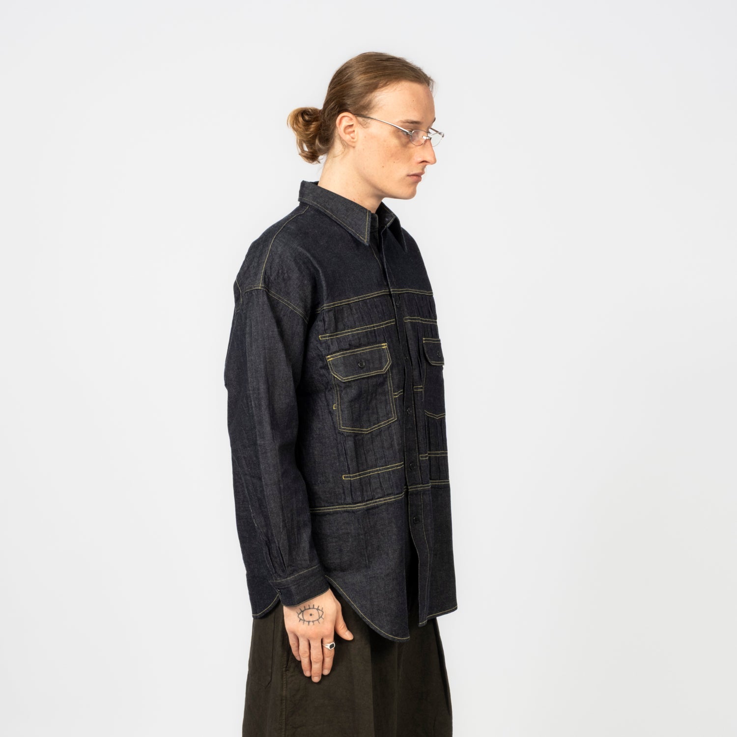 [FDMTL] FA26SH14R DENIM PLEATS SHIRT RINSE _ INDIGO