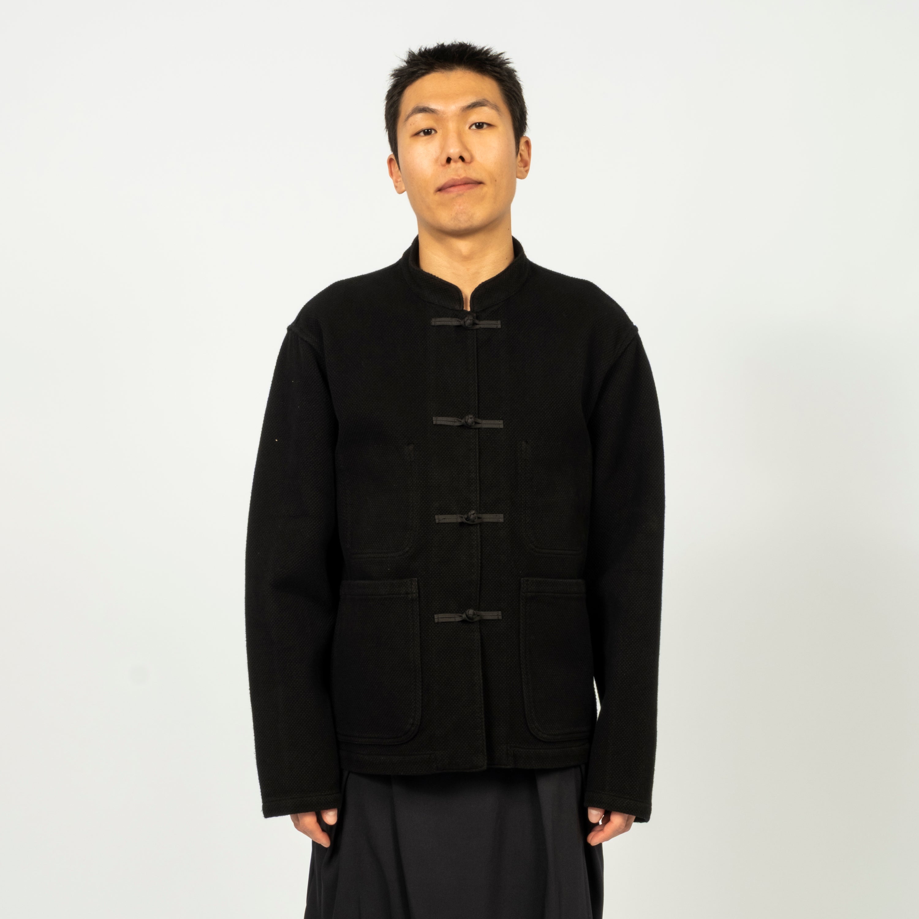 [BLUE BLUE JAPAN] WOVEN PURE INDIGO DOUBLE CLOTH SASHIKO ORIENTAL JACKET _ BLACK