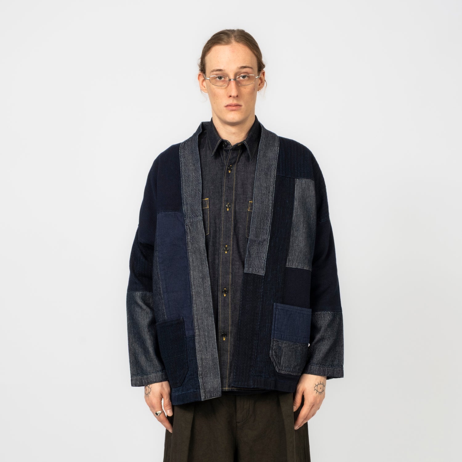 [FDMTL] FA26JK11R PACHWORK HAORI JACKET RINSE _ INDIGO