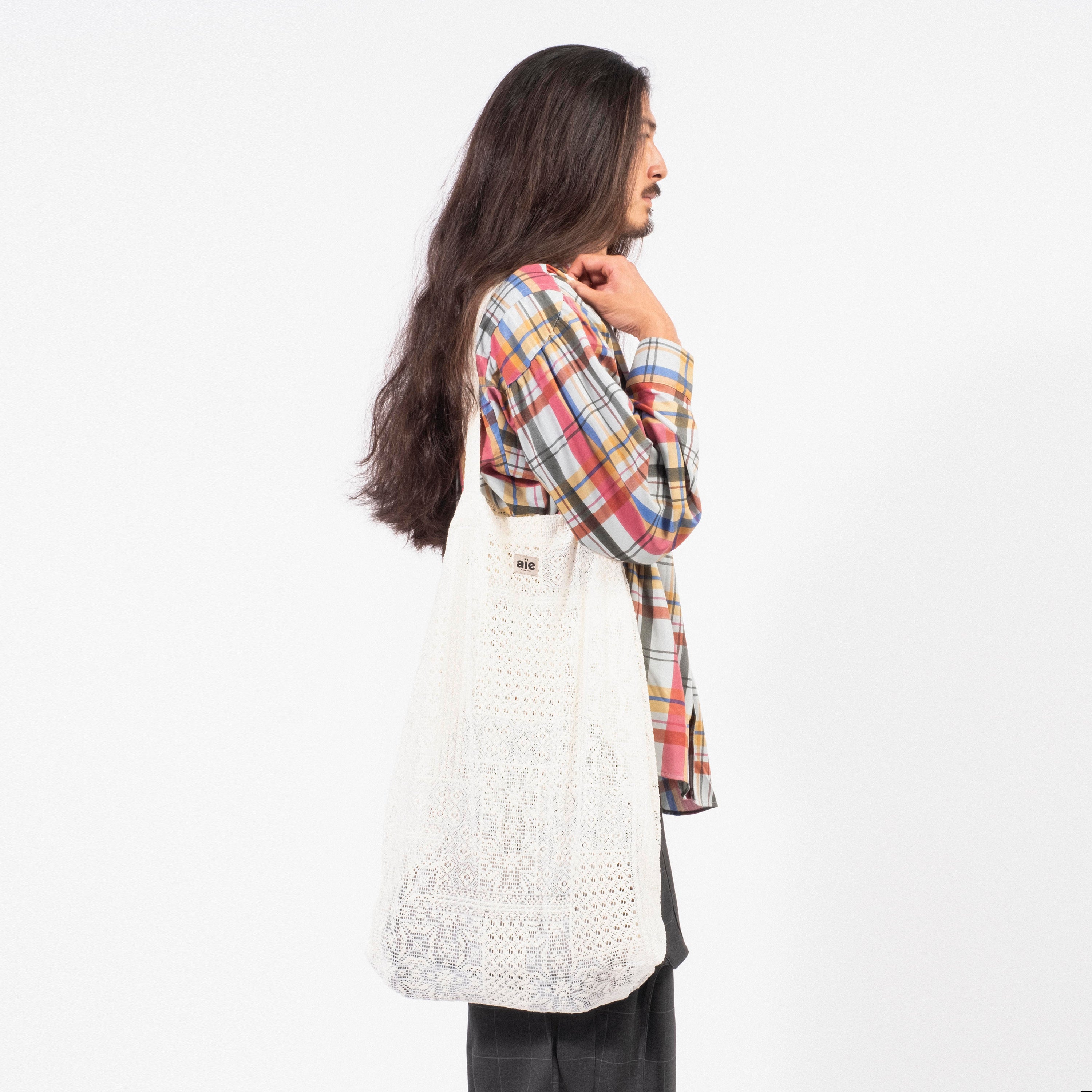 [AÏE] QV726 GROCERY BAG POLY LACE _ A-OFF WHITE