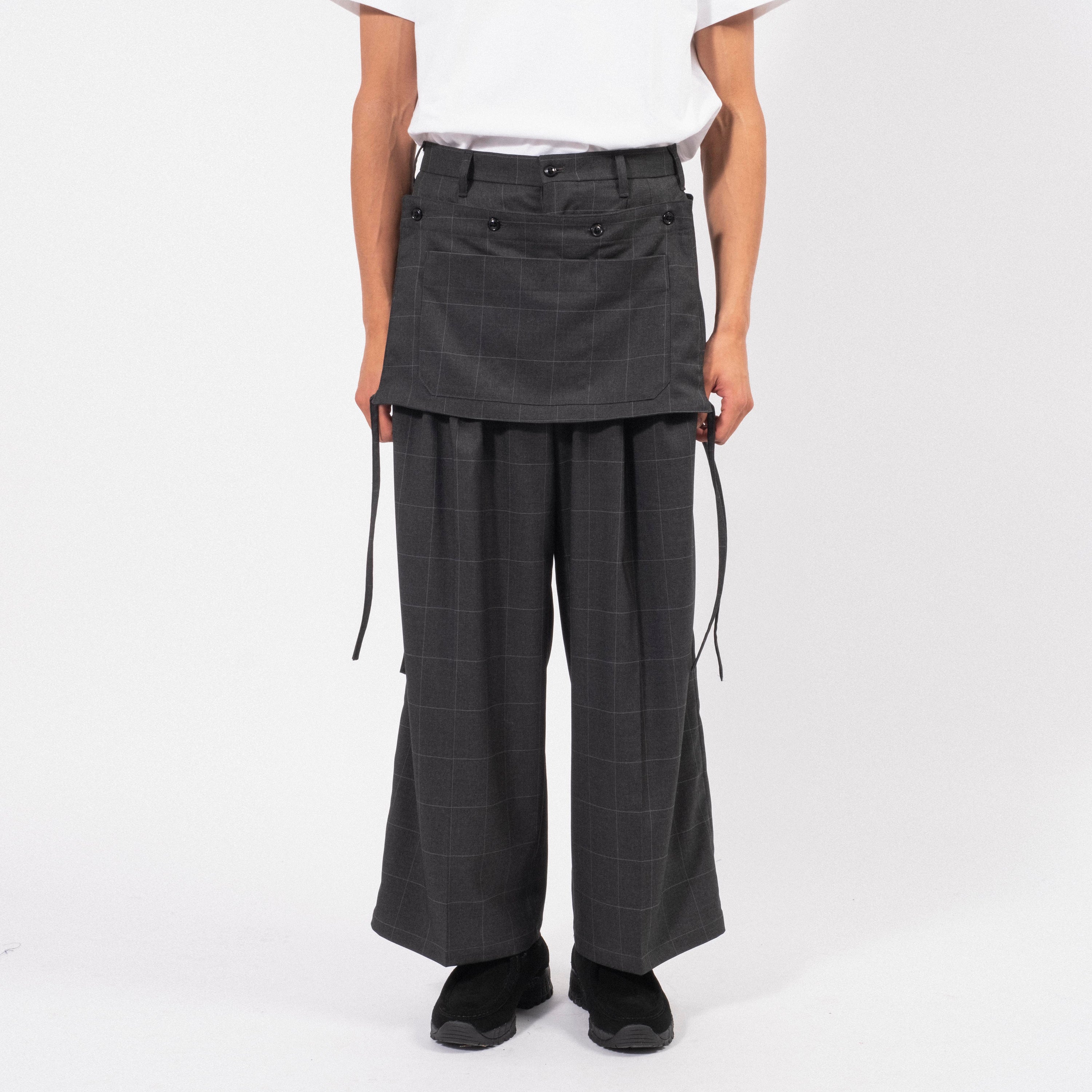 [AÏE] QV780 TUCKED WIDE APRON PANT _ A-WINDOWPANE