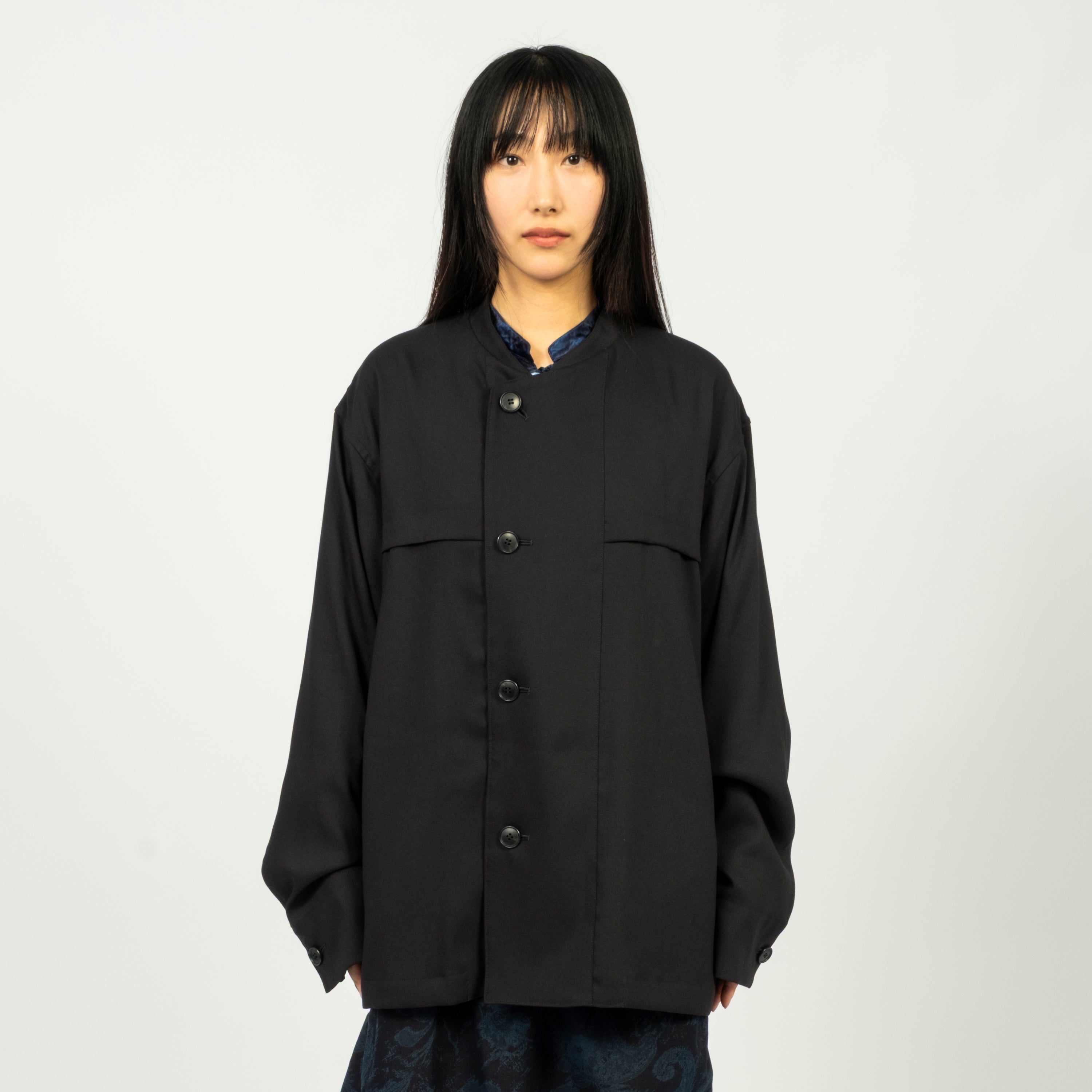 [BLUE BLUE JAPAN] WOVEN STRETCH DRY TWILL CREWNECK JACKET _ DARK NAVY