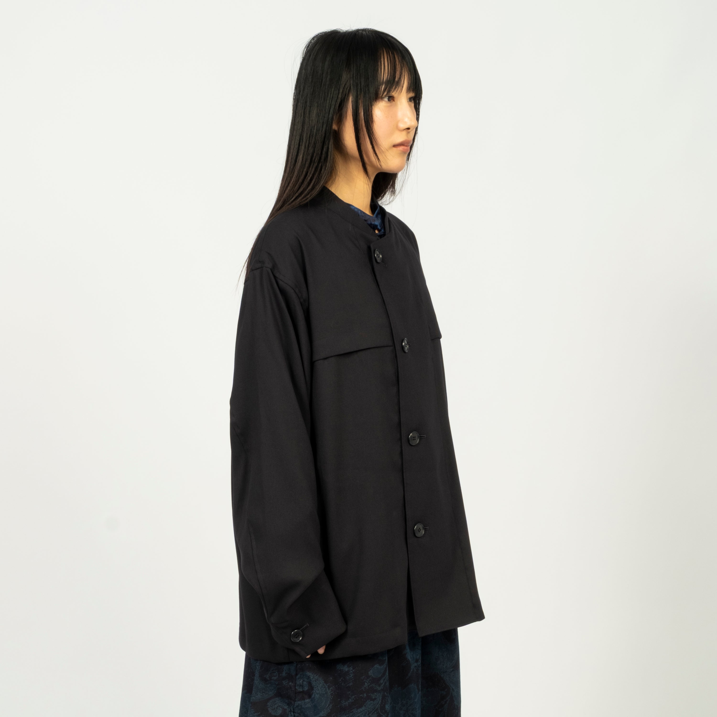 [BLUE BLUE JAPAN] WOVEN STRETCH DRY TWILL CREWNECK JACKET _ DARK NAVY