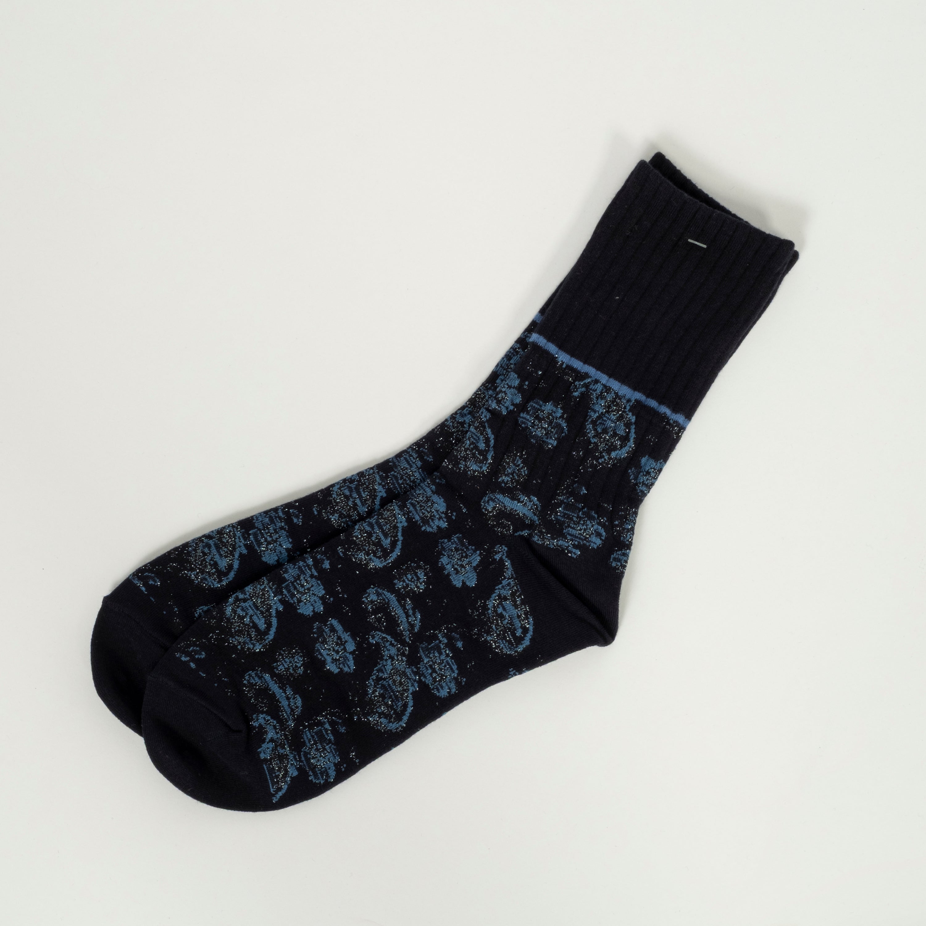 [BLUE BLUE JAPAN] TSUJIGAHANA JACQUARD SOCKS _ DARK NAVY