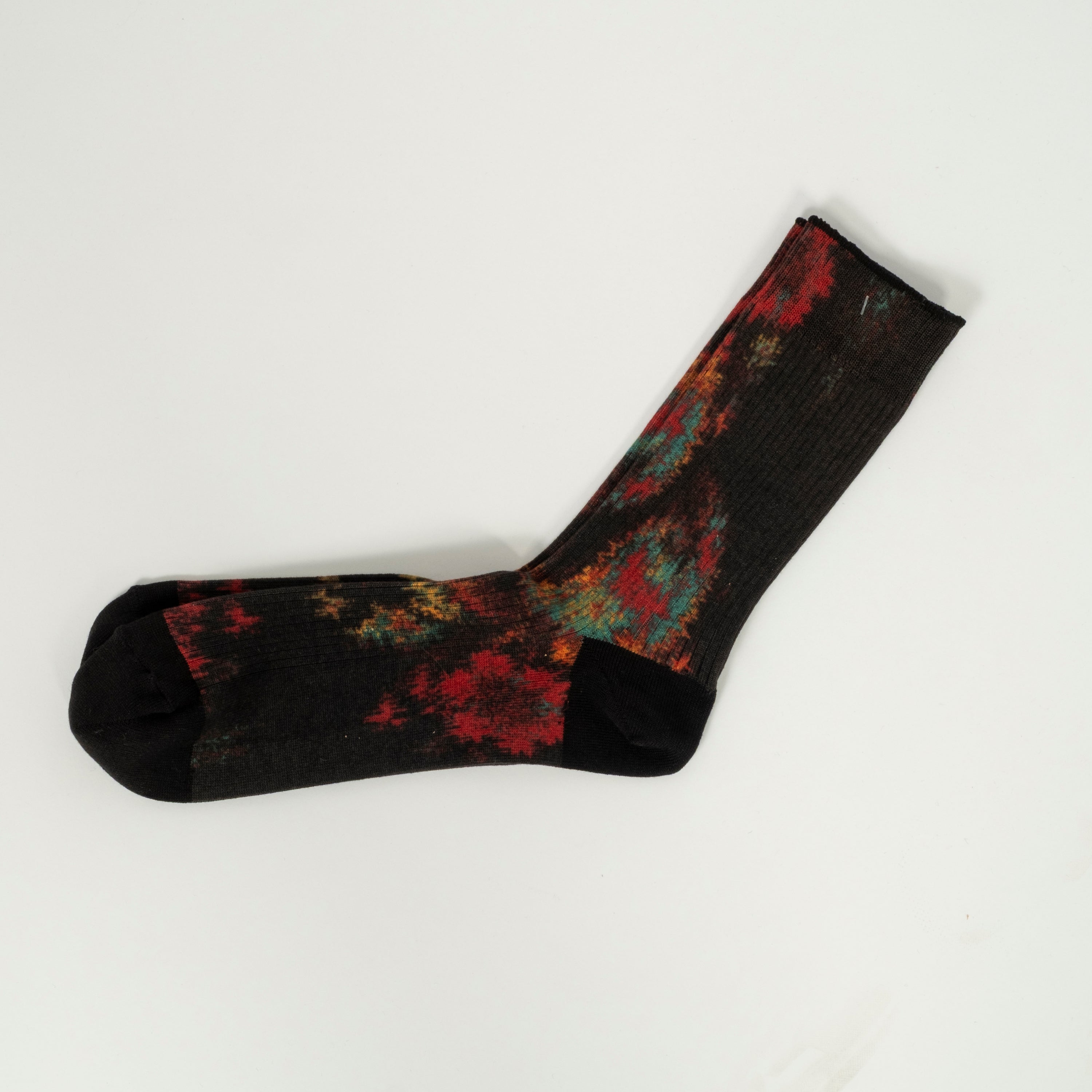 [BLUE BLUE JAPAN] KNITTED TSUJIGAHANA PRINTED SOCKS _ BLACK