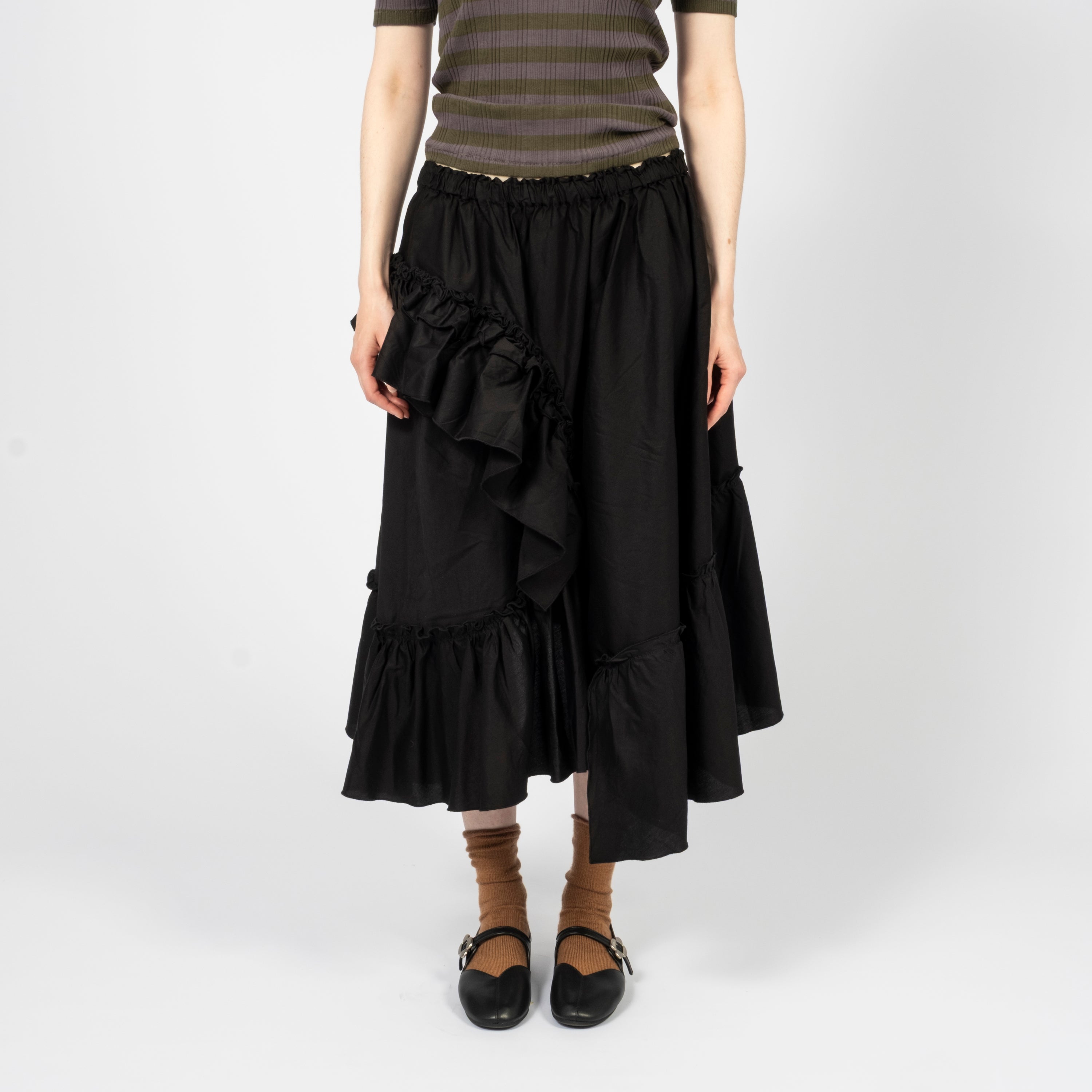 [YMC] DRAPED SKIRT _ BLACK