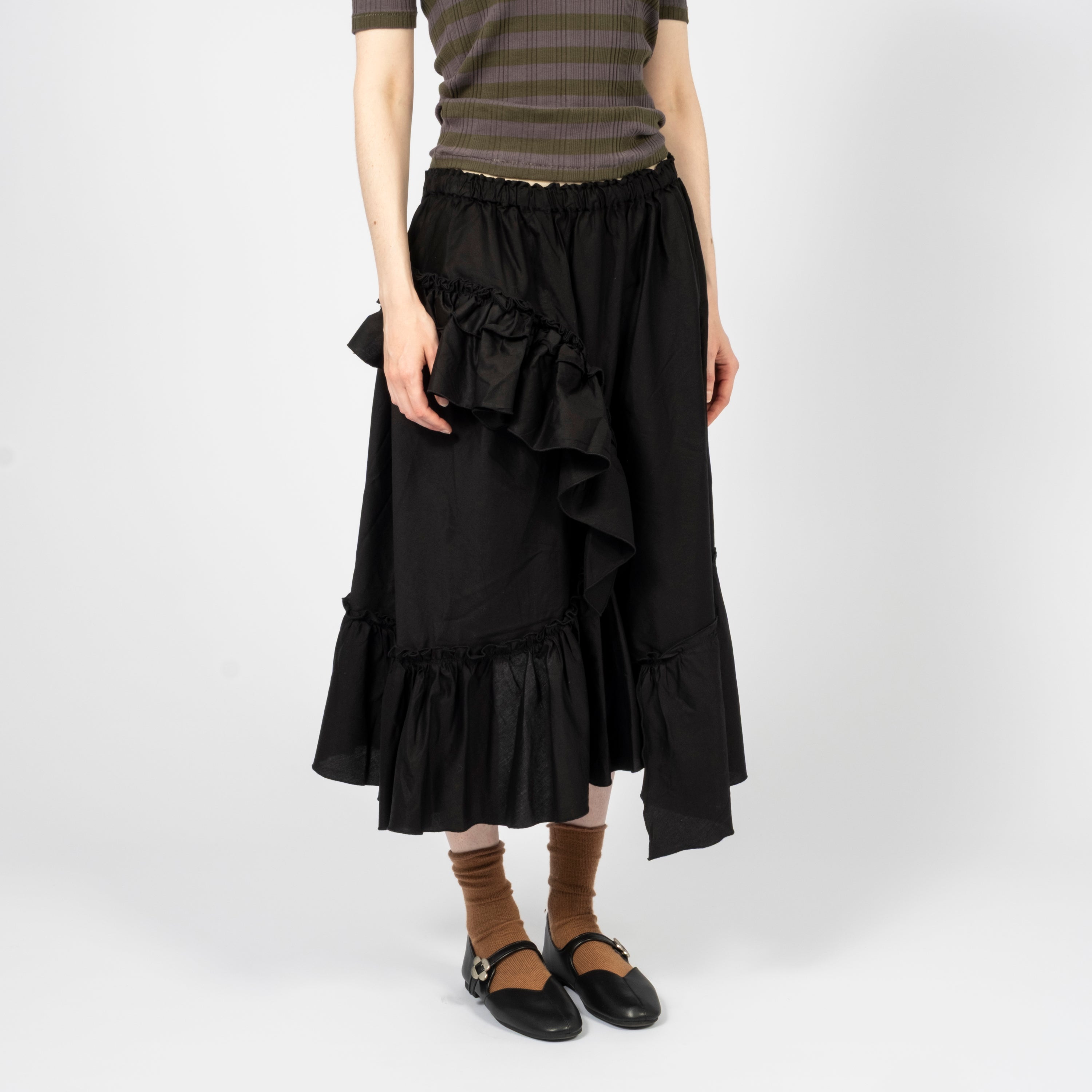 [YMC] DRAPED SKIRT _ BLACK