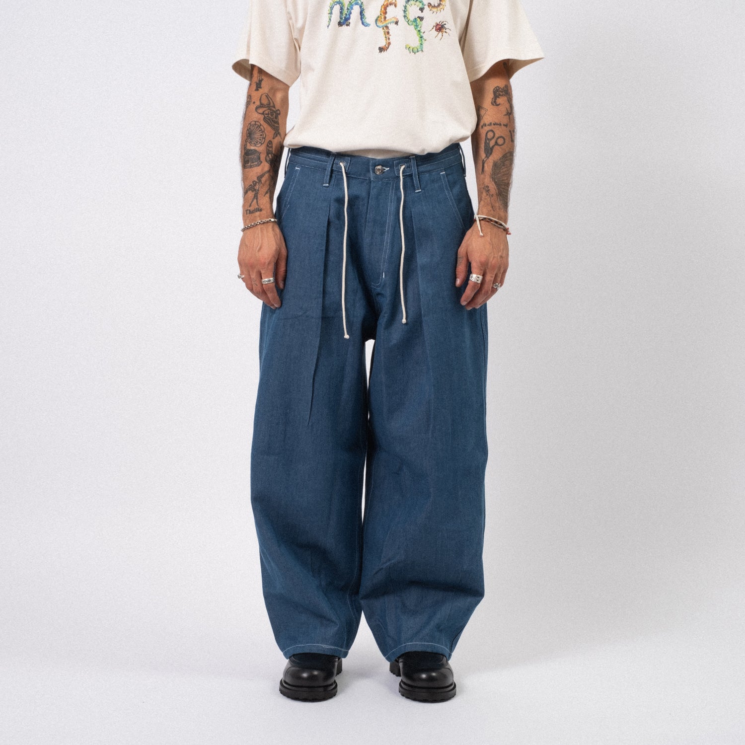 [STORY MFG] LUSH PANTS _ INDIGO DENIM WONKY-WEAR