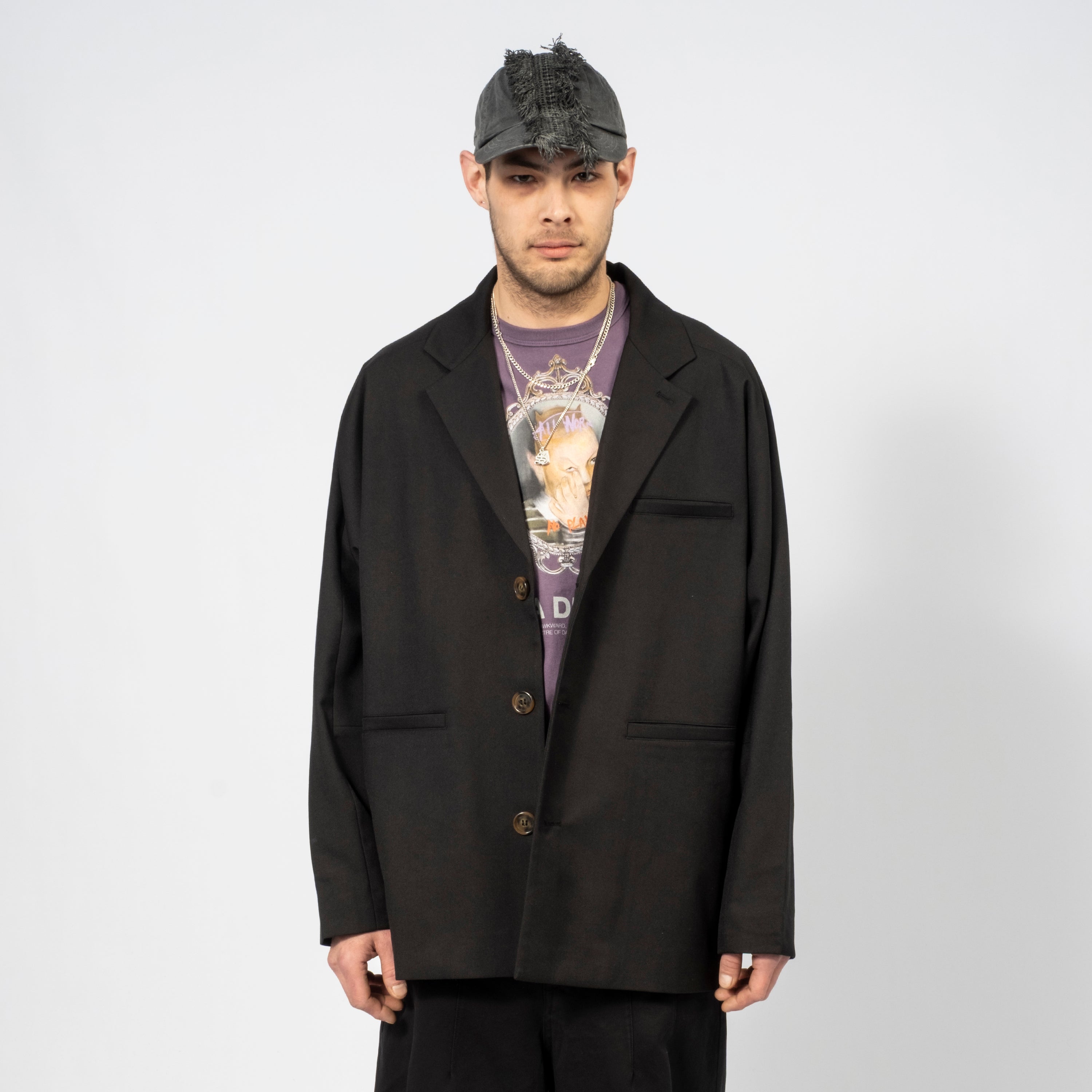 [AJOBYAJO] WOOL BLENDED BATWING JACKET _ BLACK