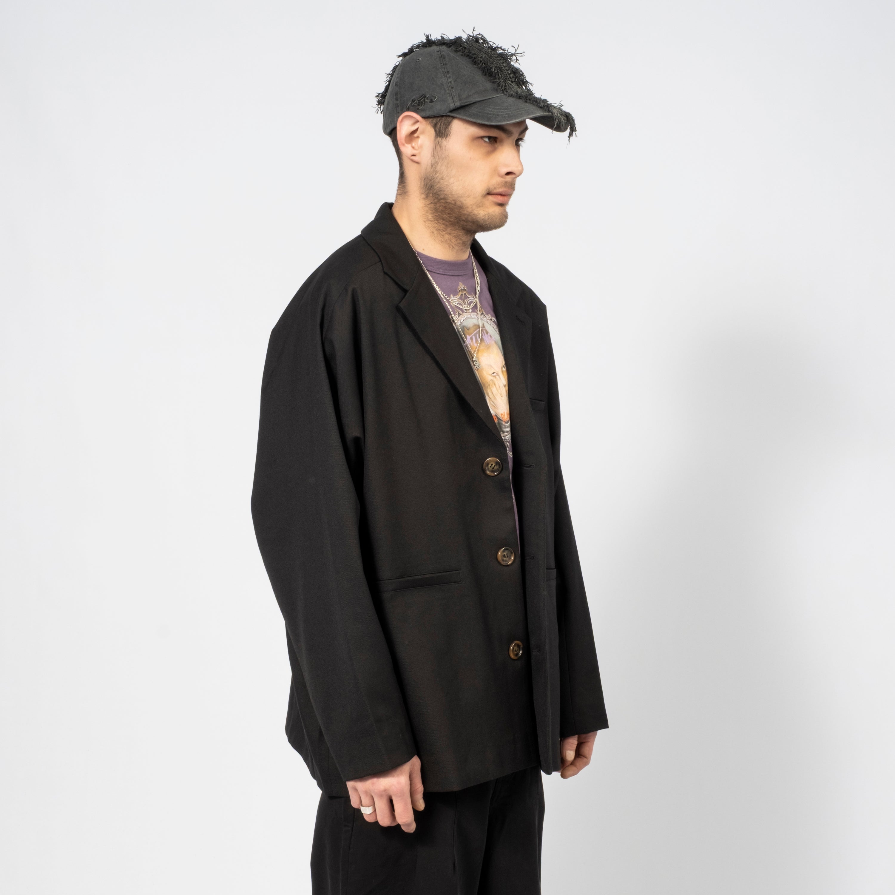[AJOBYAJO] WOOL BLENDED BATWING JACKET _ BLACK