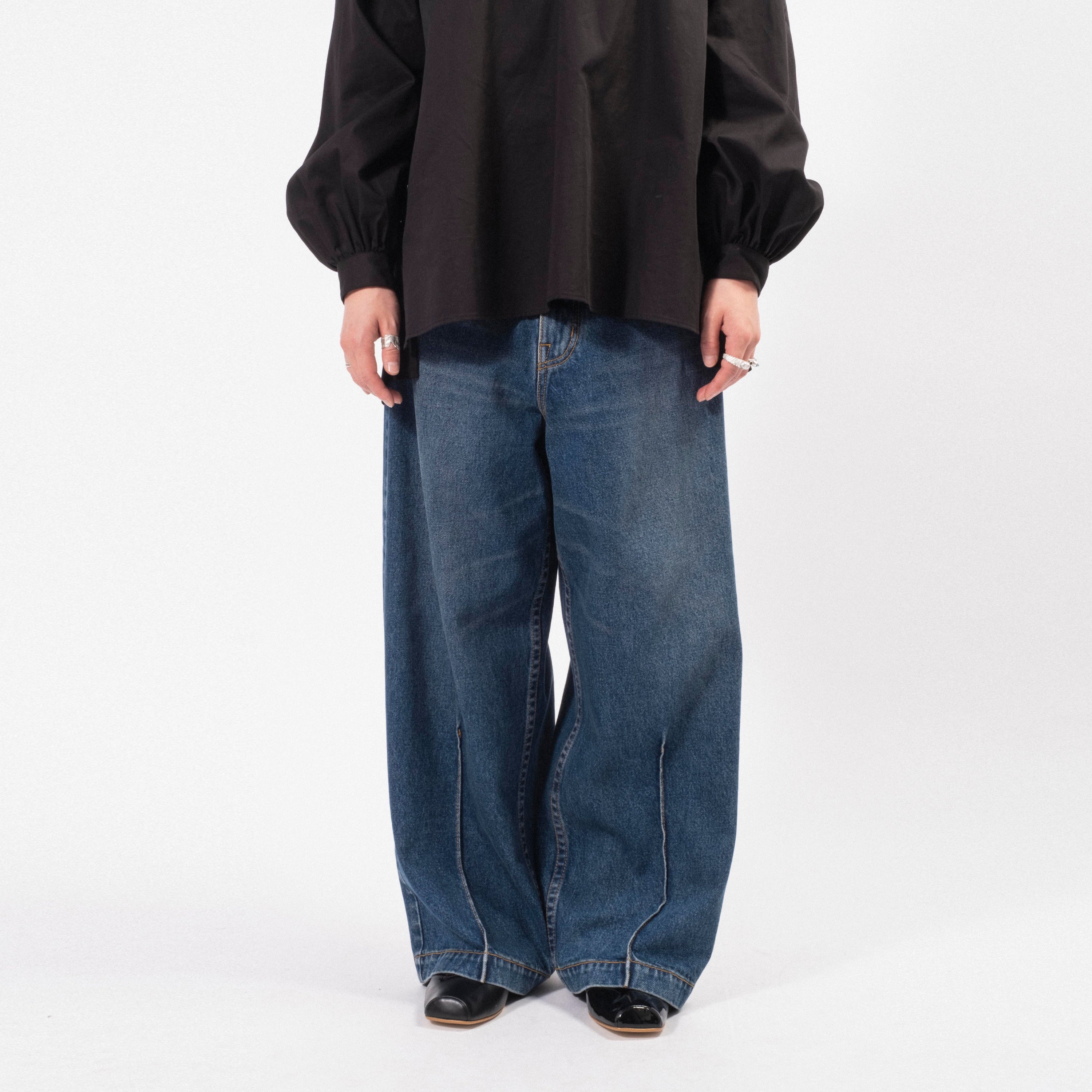 [RHODOLIRION] QT1042 90’LOOSE STRAIGHT PANTS _ INDIGO