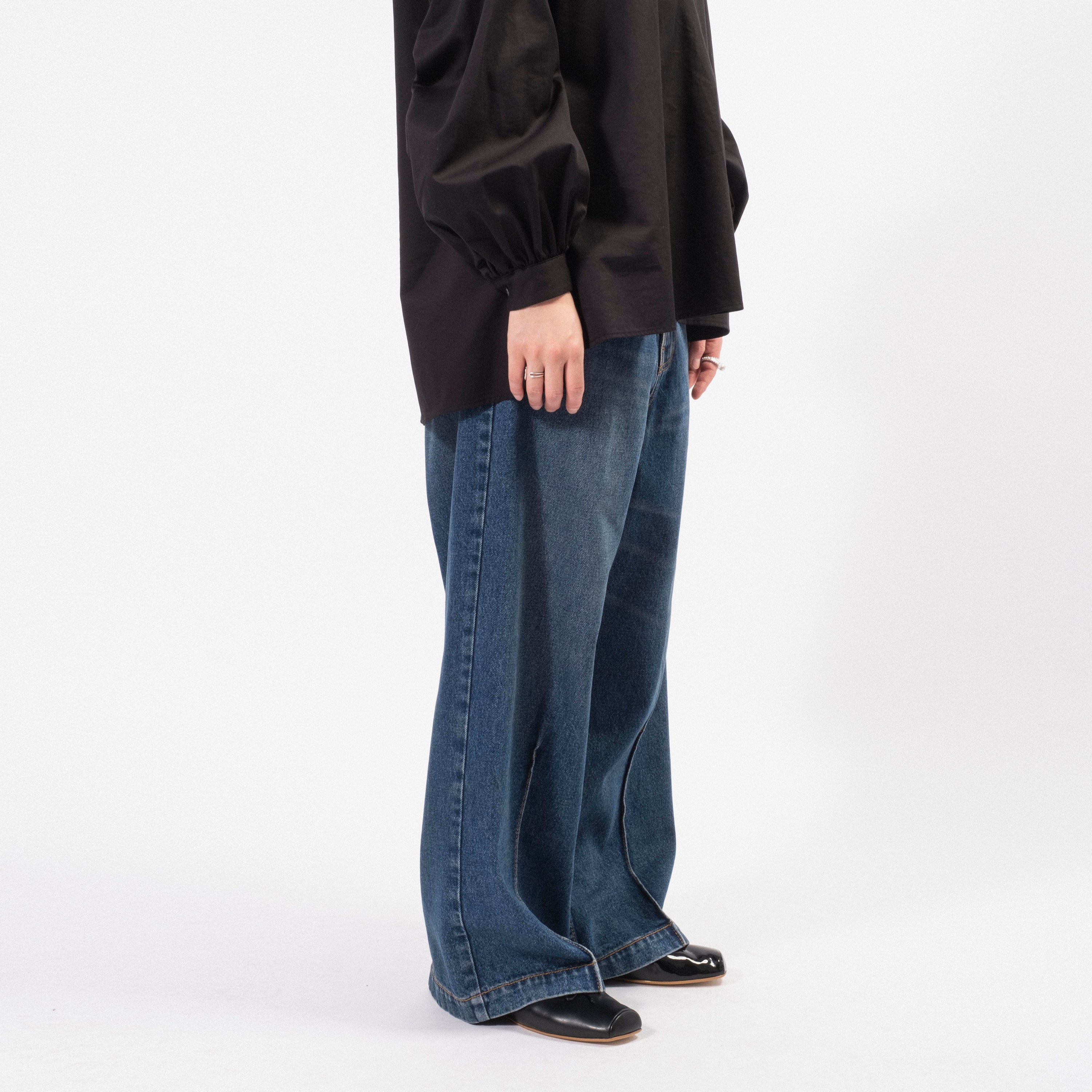 [RHODOLIRION] QT1042 90’LOOSE STRAIGHT PANTS _ INDIGO