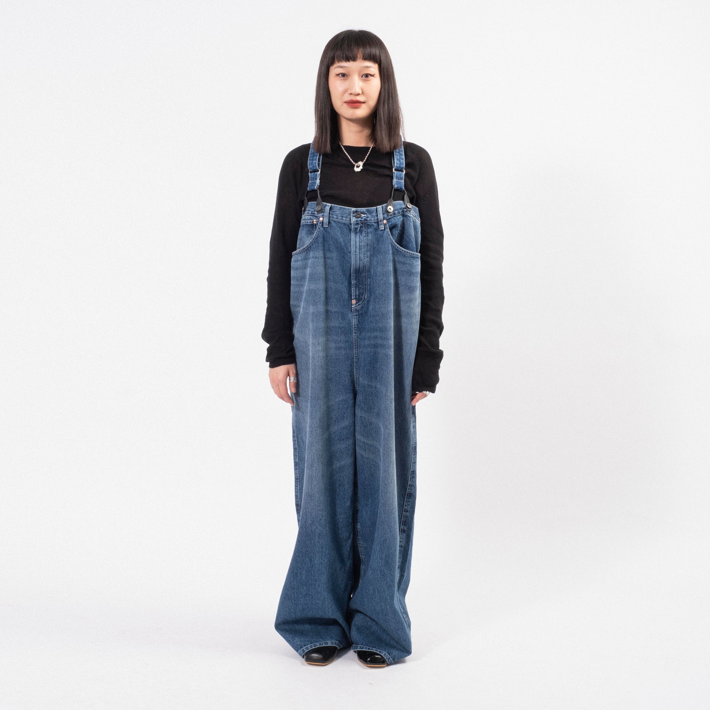 [RHODOLIRION] QT1041 5POCKETS SUSPENDER PANTS _ INDIGO