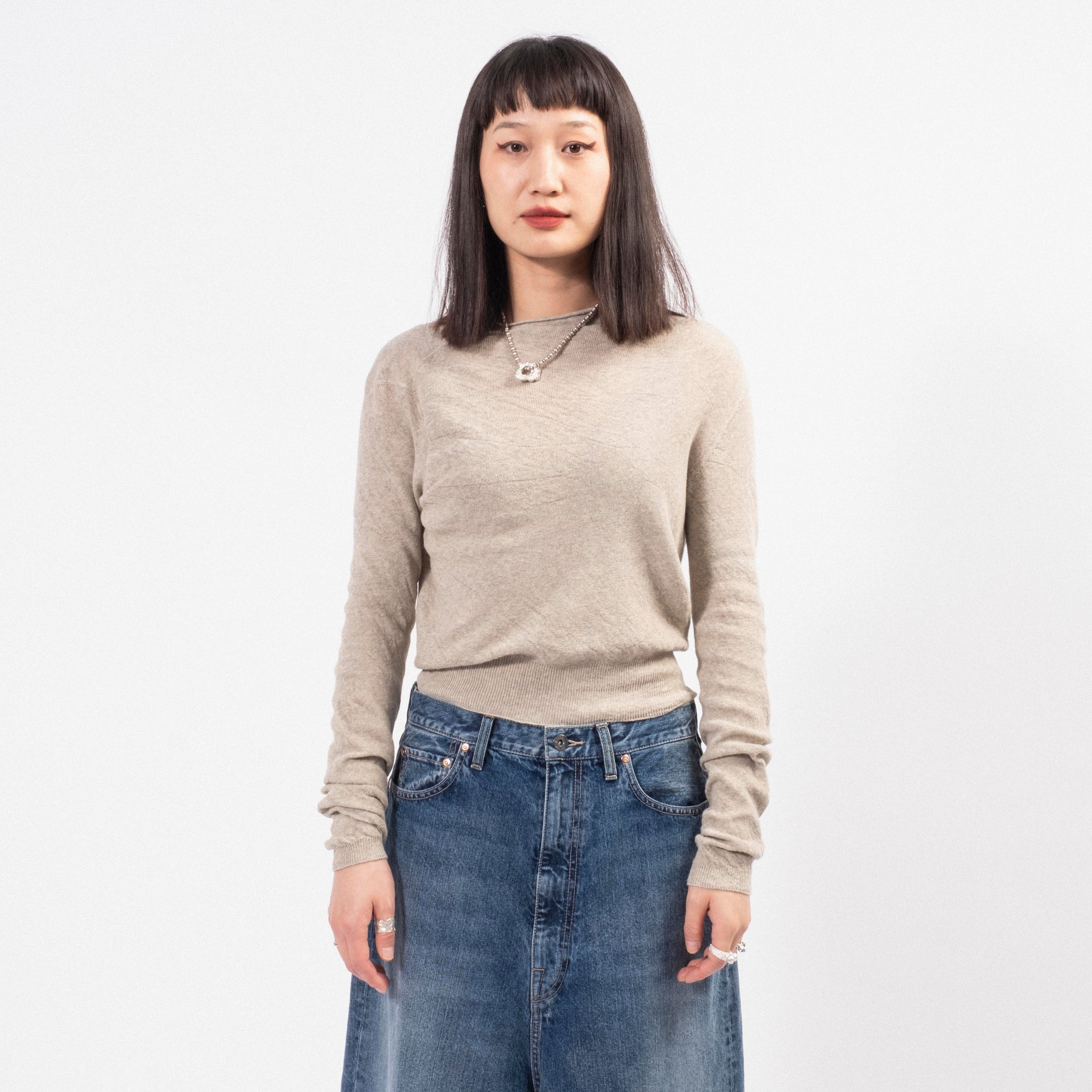 [RHODOLIRION] QT1059 RHODOLIRION MOCK NECK SHEER SWEATER _ A-H.GREY