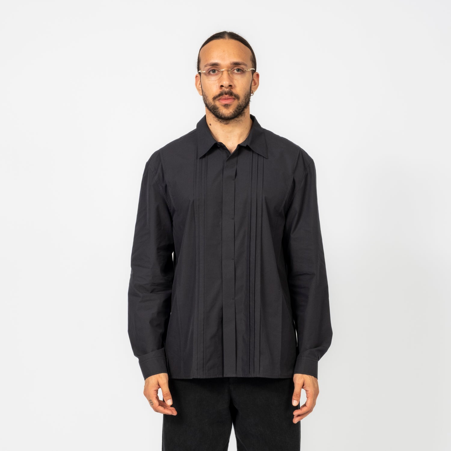 [AMOMENTO] MEN PLEATED SHIRT _ NAVY