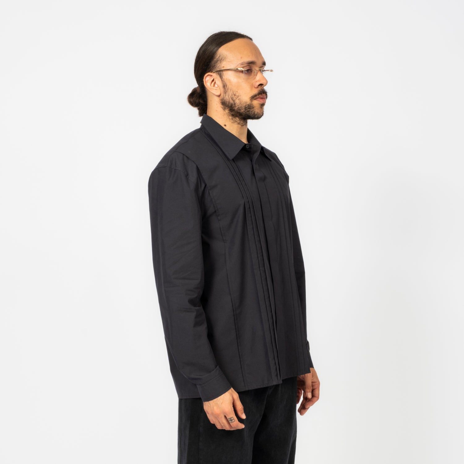 [AMOMENTO] MEN PLEATED SHIRT _ NAVY