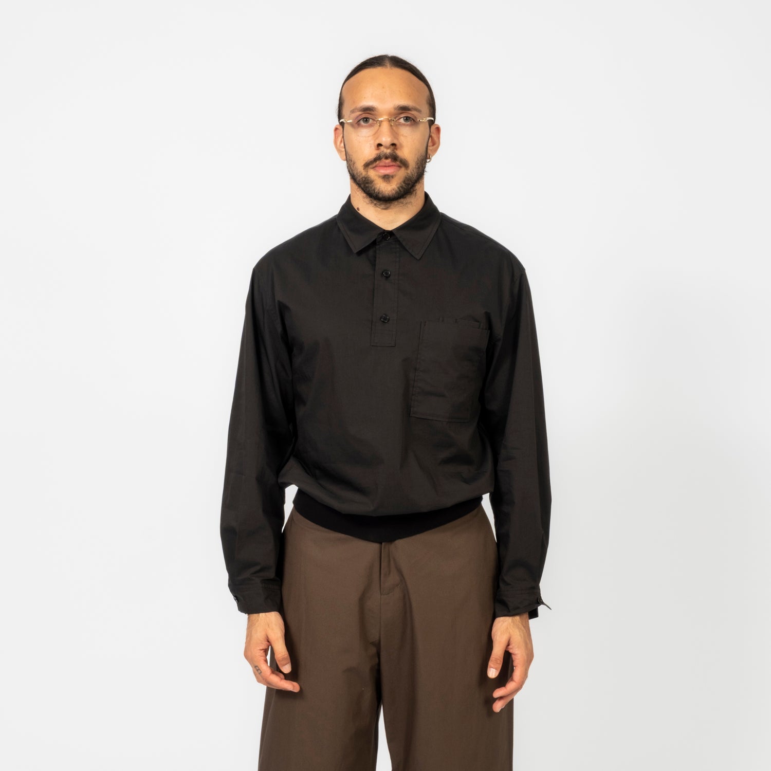 [AMOMENTO] MEN POCKET PULLOVER SHIRT _ BLACK