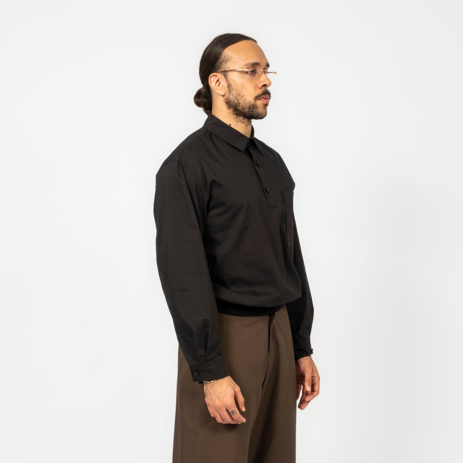 [AMOMENTO] MEN POCKET PULLOVER SHIRT _ BLACK