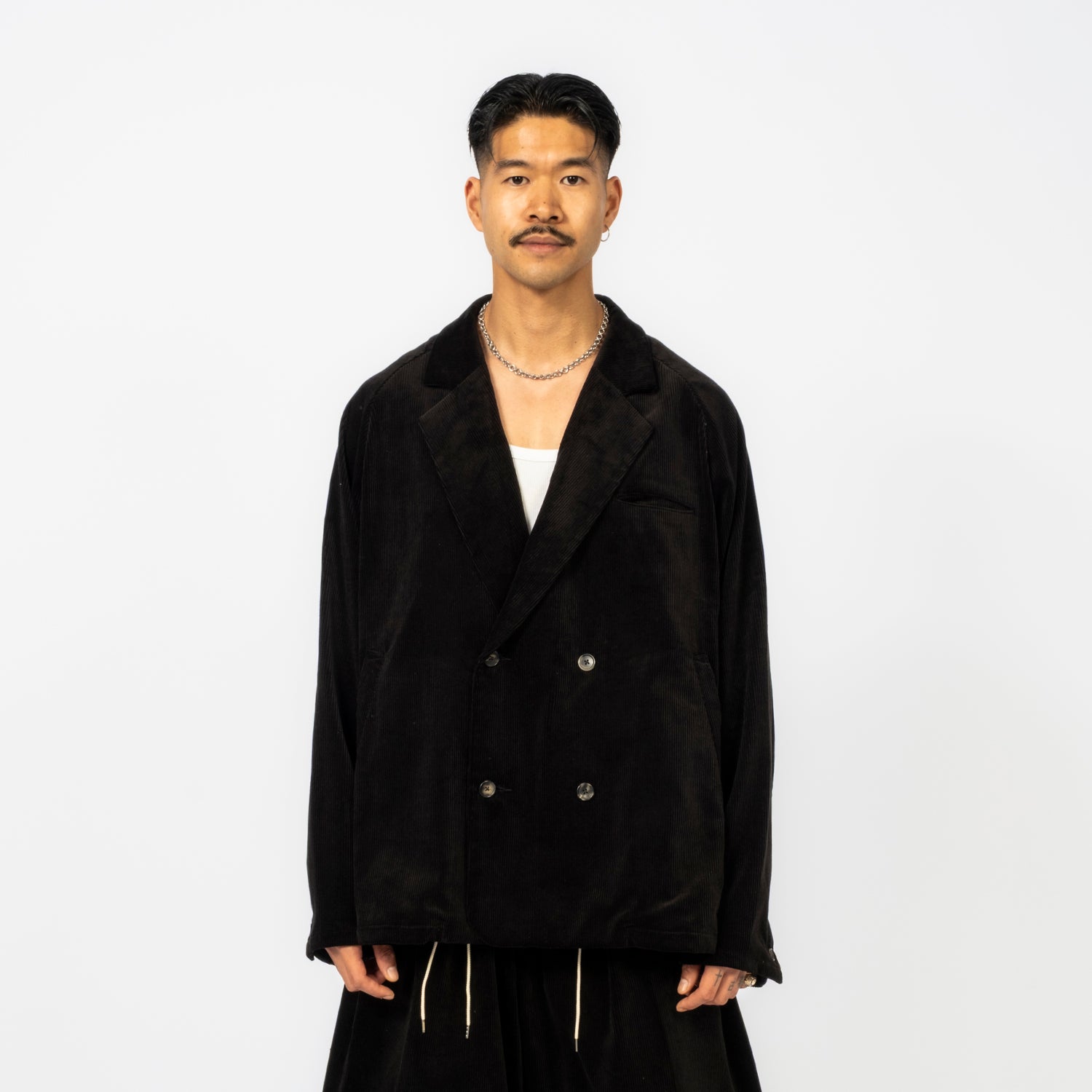 [SILLAGE] DOUBLE-BREASTED JACKET _ CORDUROY BLACK