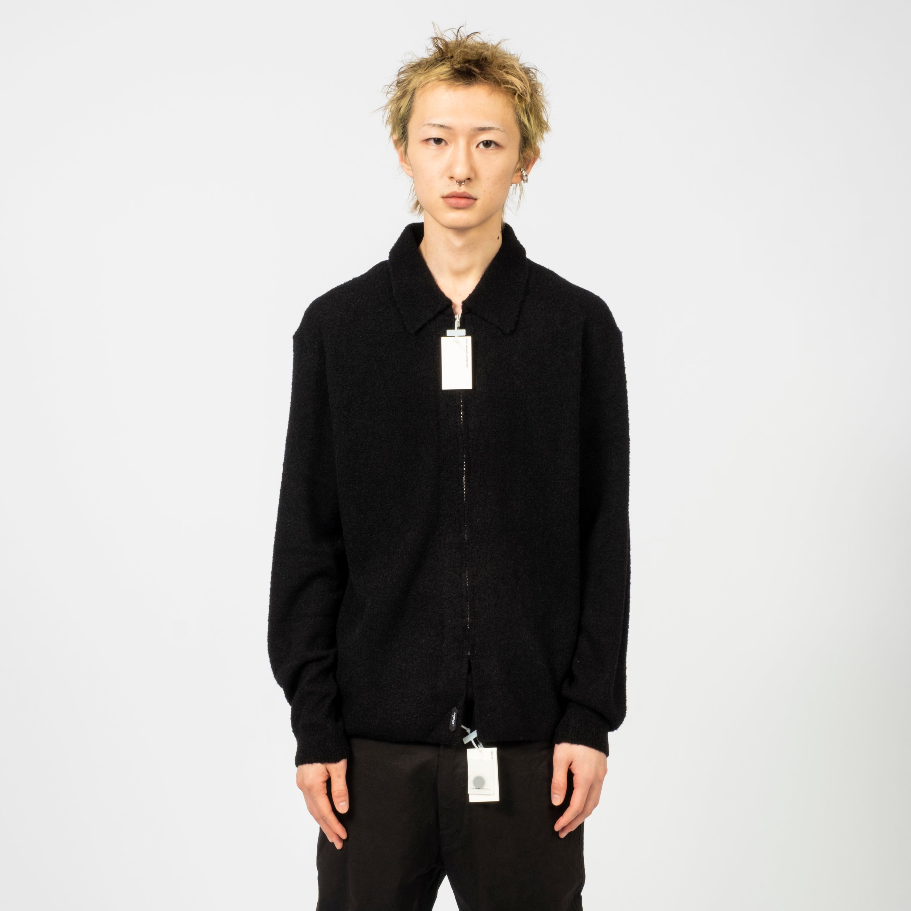 [POST ARCHIVE FACTION]  BOUCLE ZIP SHIRT (ARCHIVE) _ BLACK
