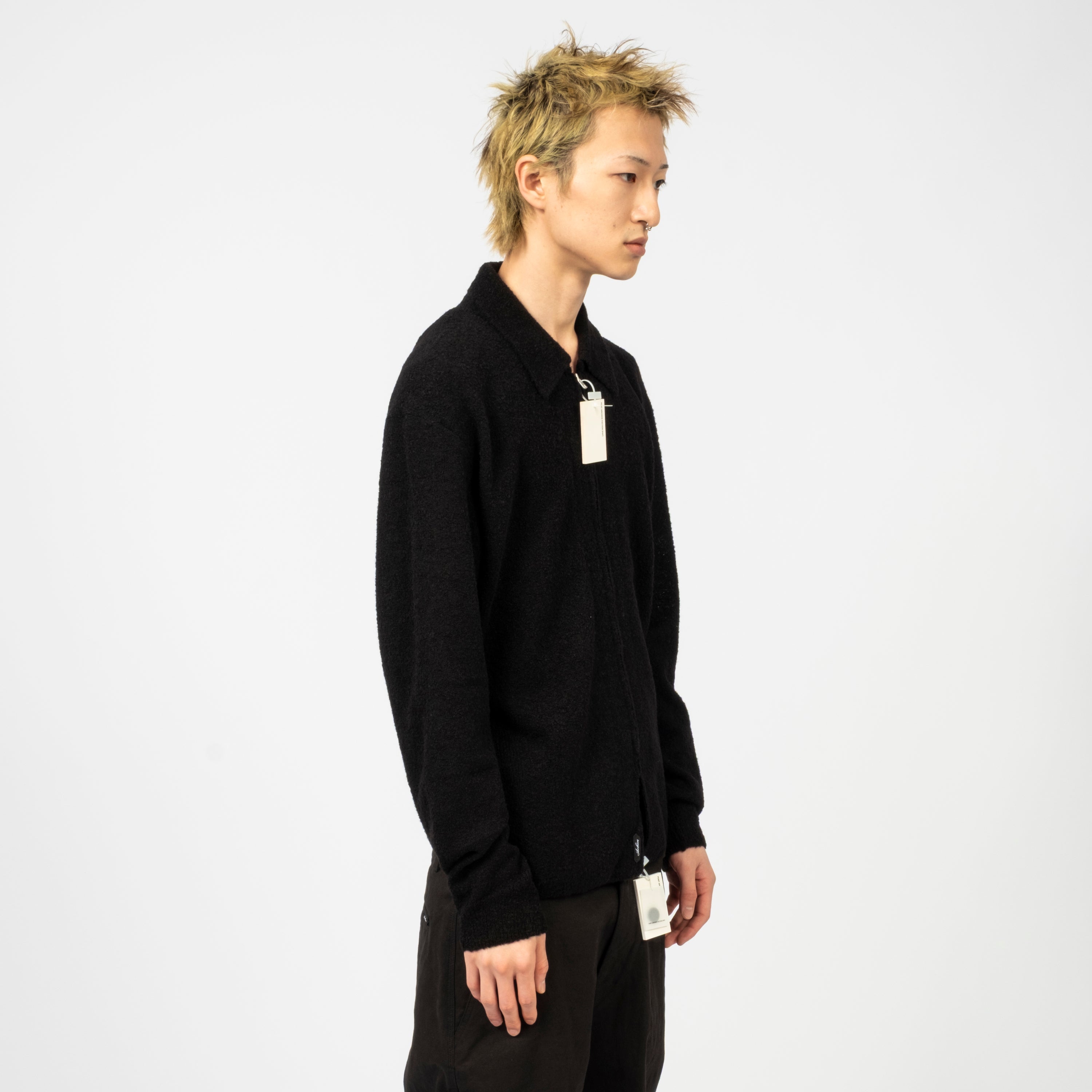 [POST ARCHIVE FACTION]  BOUCLE ZIP SHIRT (ARCHIVE) _ BLACK