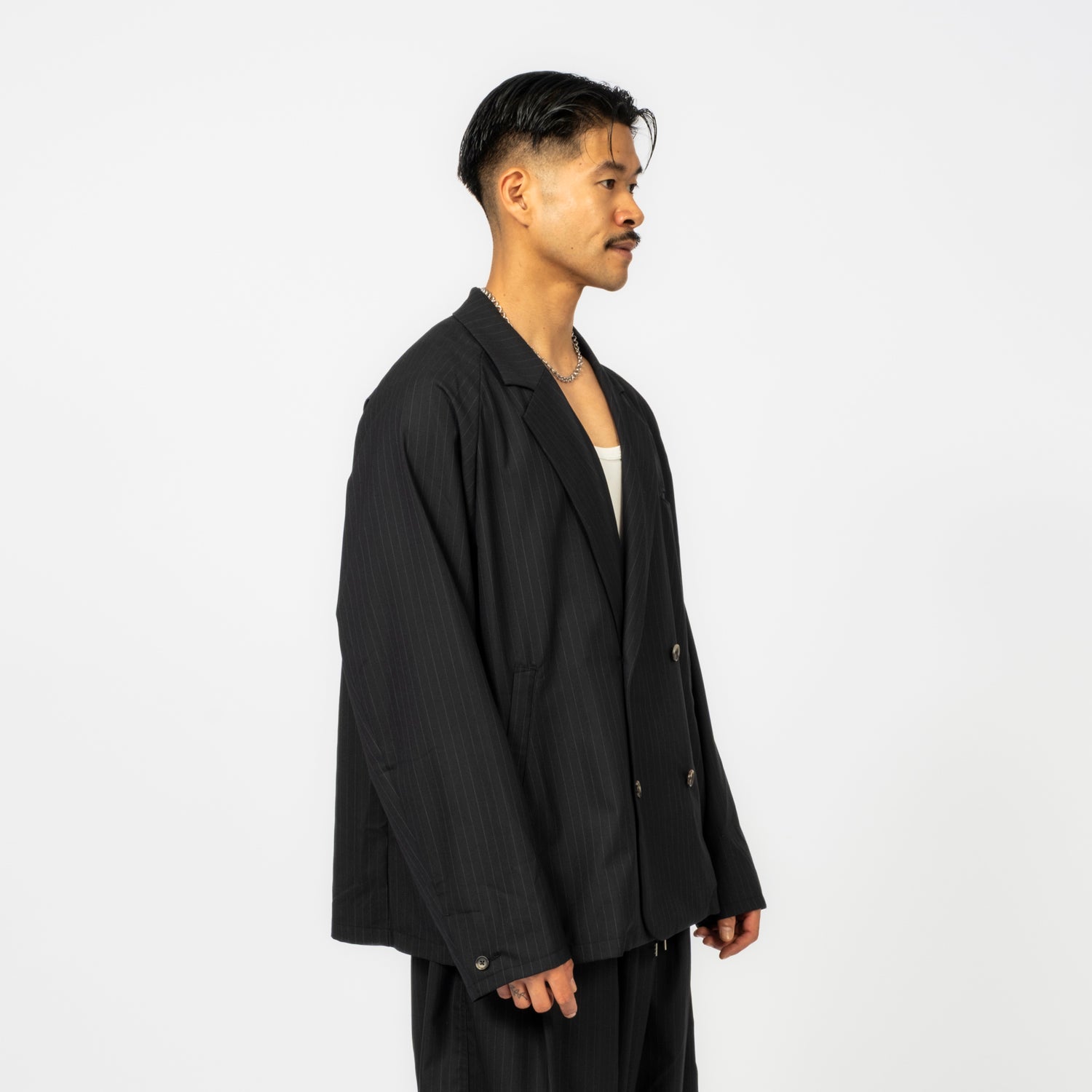 [SILLAGE] DOUBLE BREASTED JACKET _ BLACK STRIPE