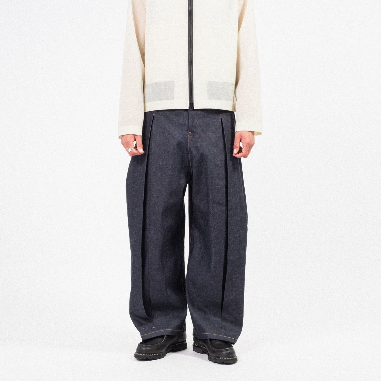 [SAGE NATION] BOX PLEAT TROUSER DENIM _ RAW DENIM