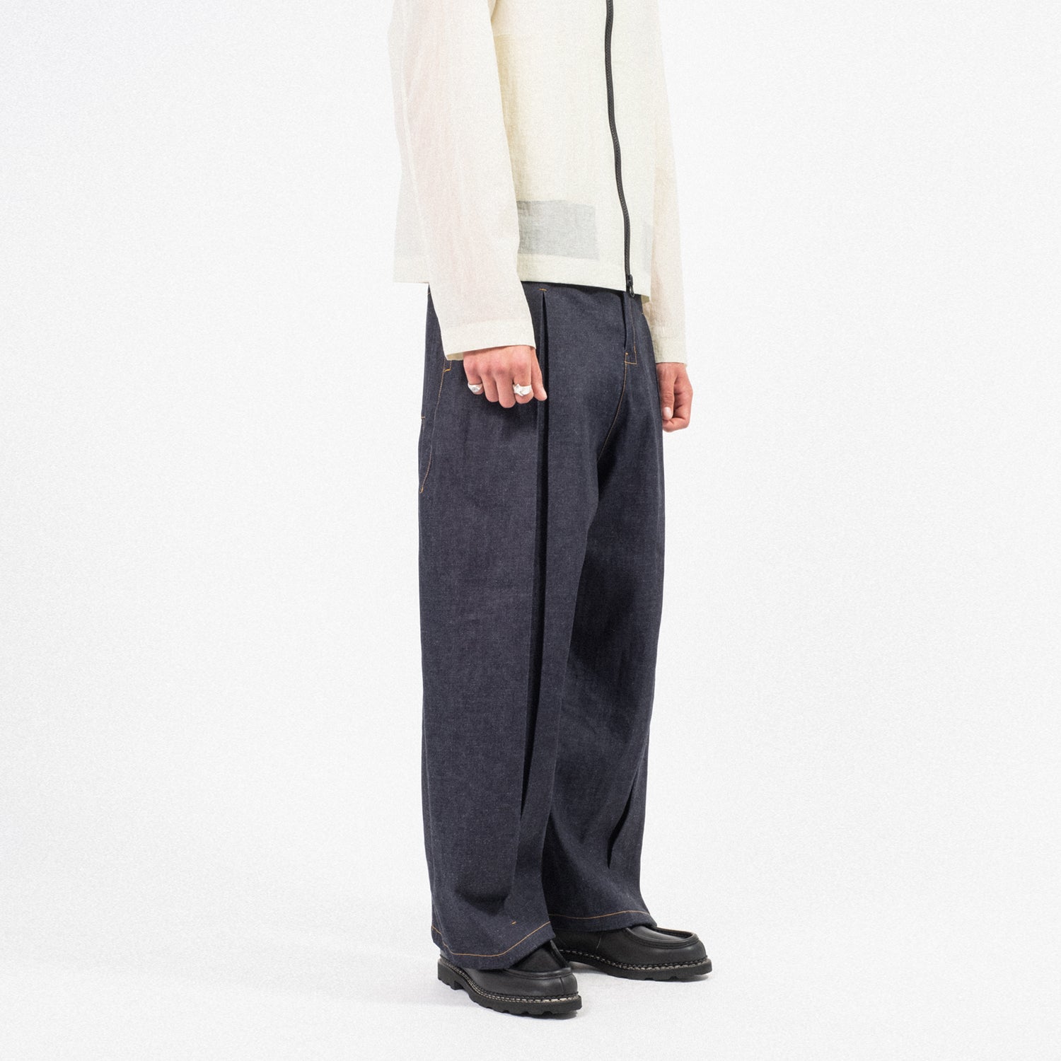 [SAGE NATION] BOX PLEAT TROUSER DENIM _ RAW DENIM