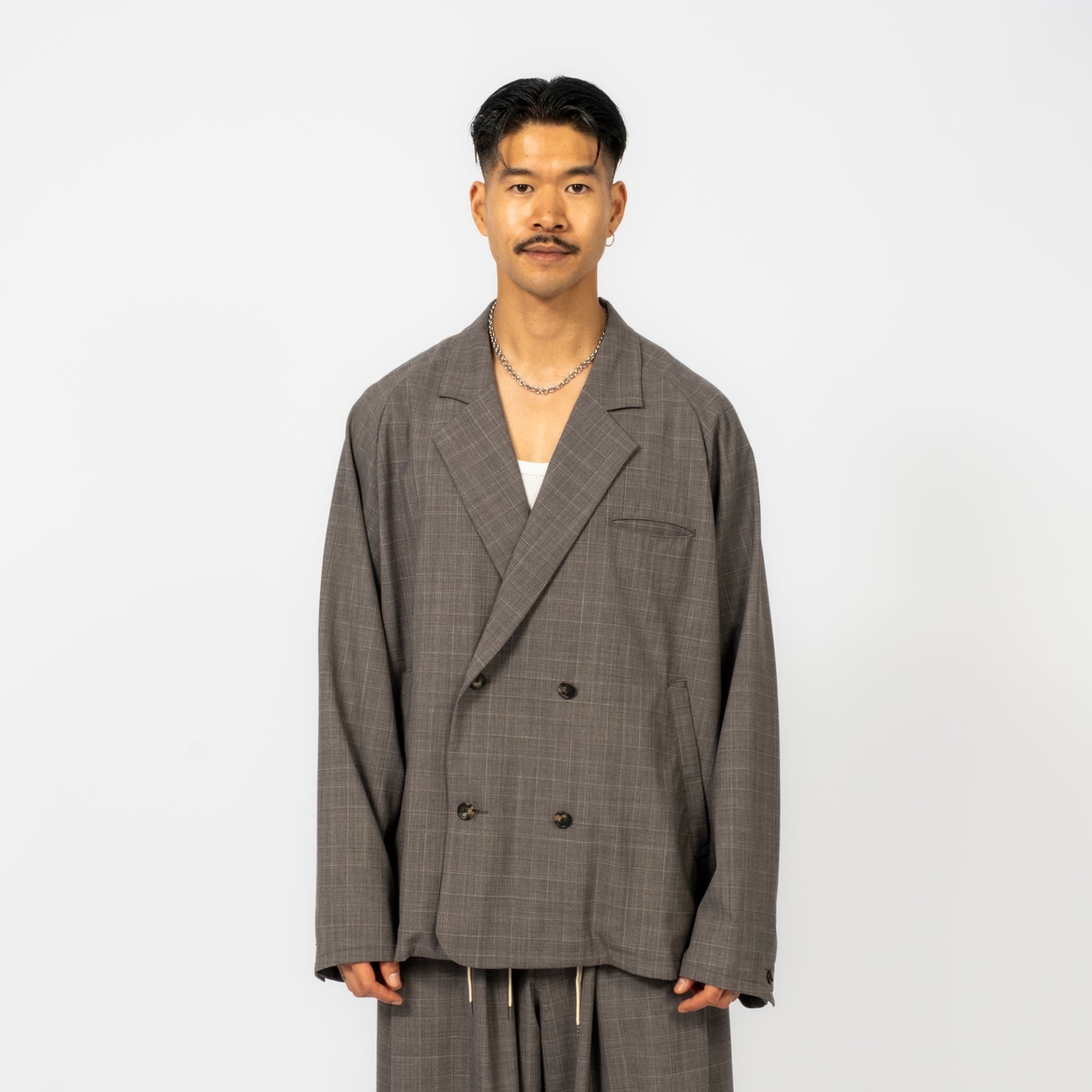 [SILLAGE] DOUBLE BREASTED JACKET _ GLEN CHECK