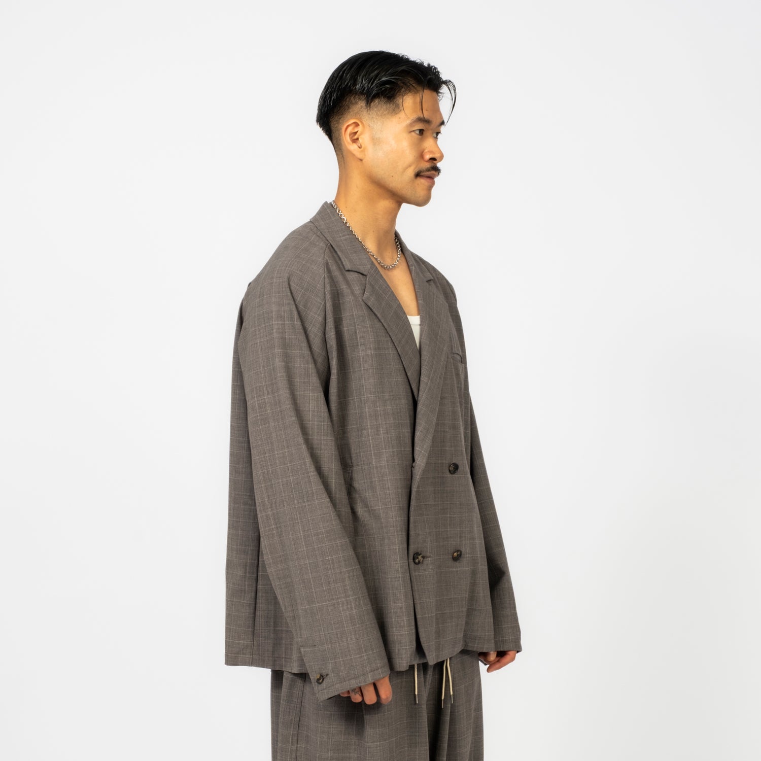 [SILLAGE] DOUBLE BREASTED JACKET _ GLEN CHECK