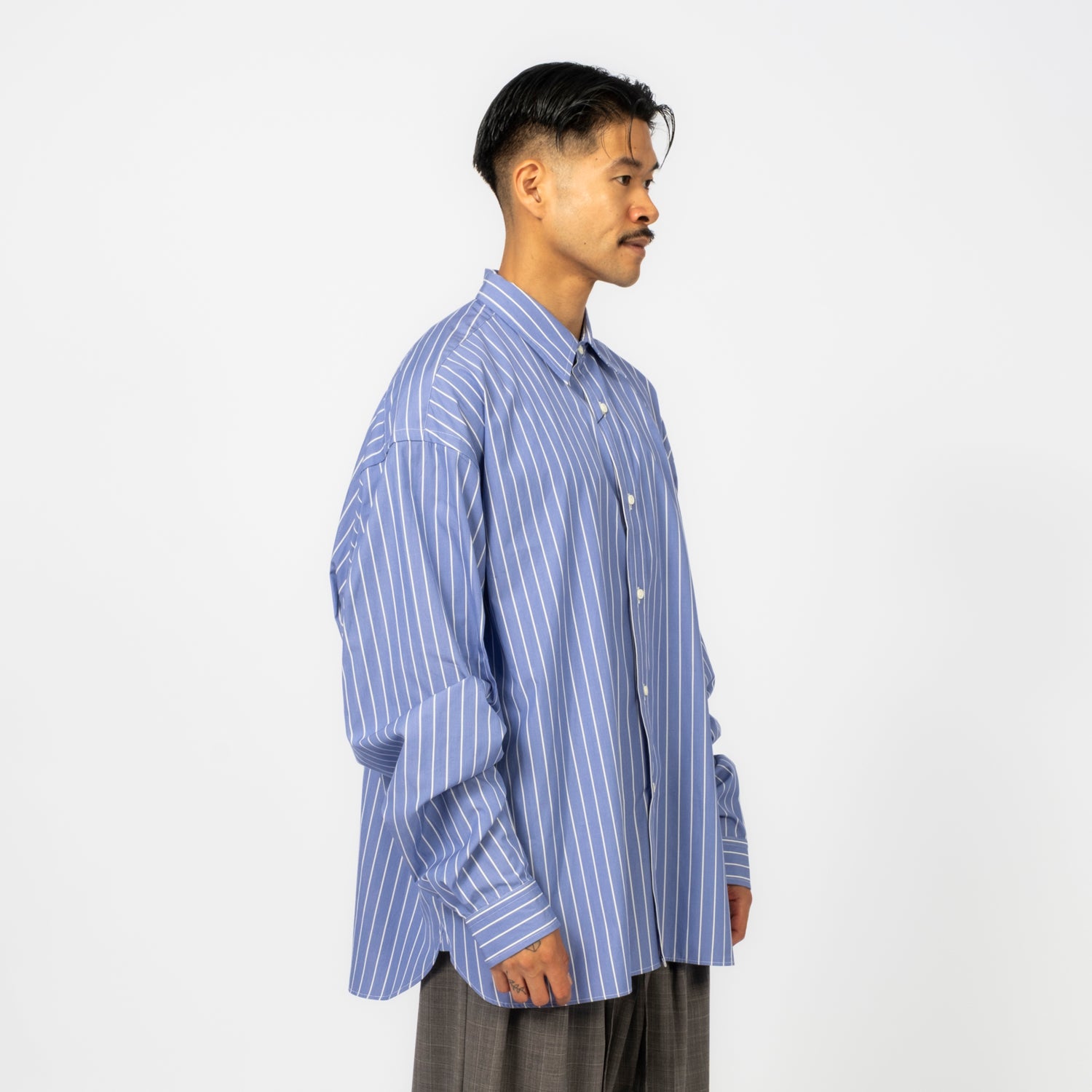 [SILLAGE] WIDE SHIRT HIGH COUNT _ BLUE STRIPE