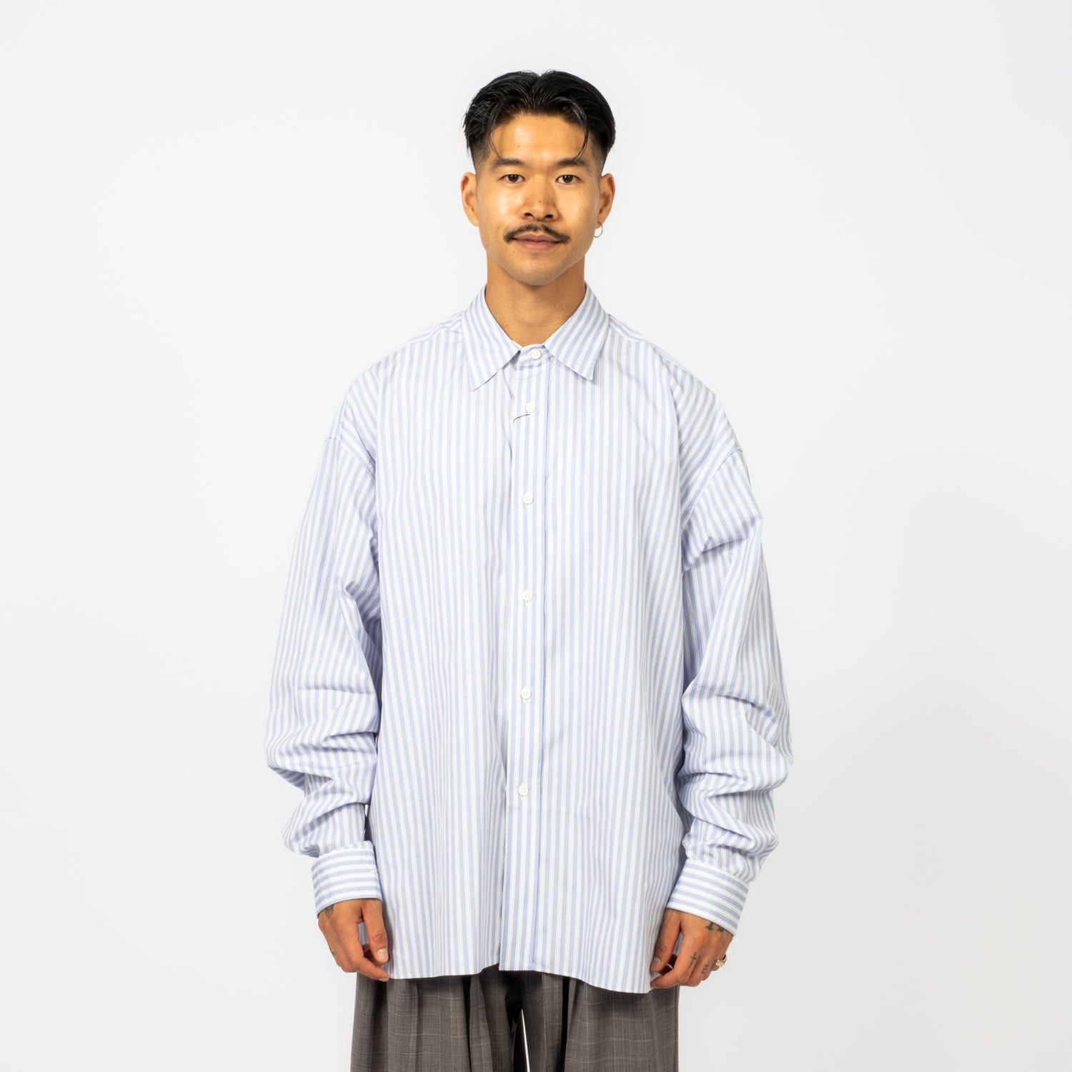 [SILLAGE] WIDE SHIRT HIGH COUNT _ WHITE STRIPE