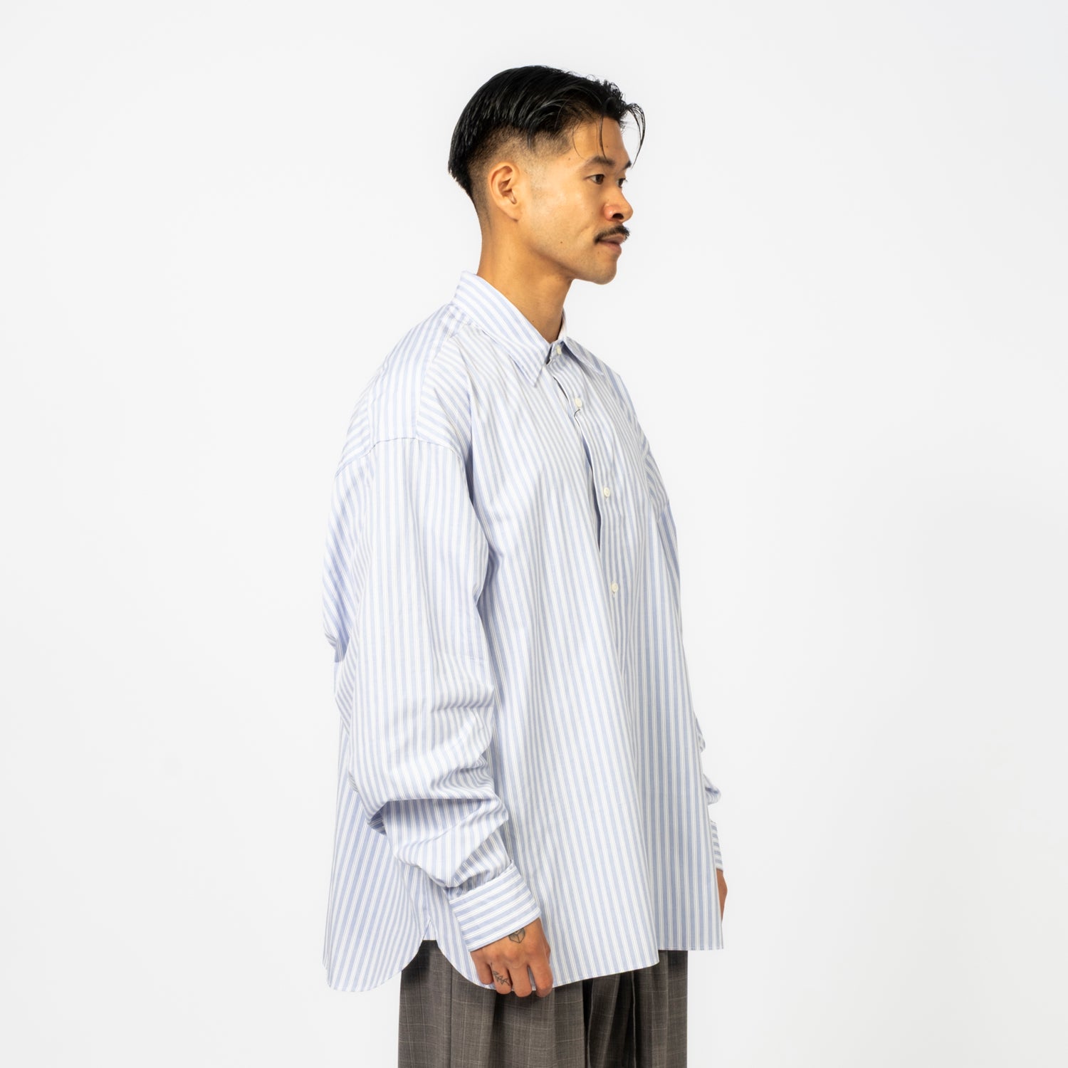 [SILLAGE] WIDE SHIRT HIGH COUNT _ WHITE STRIPE