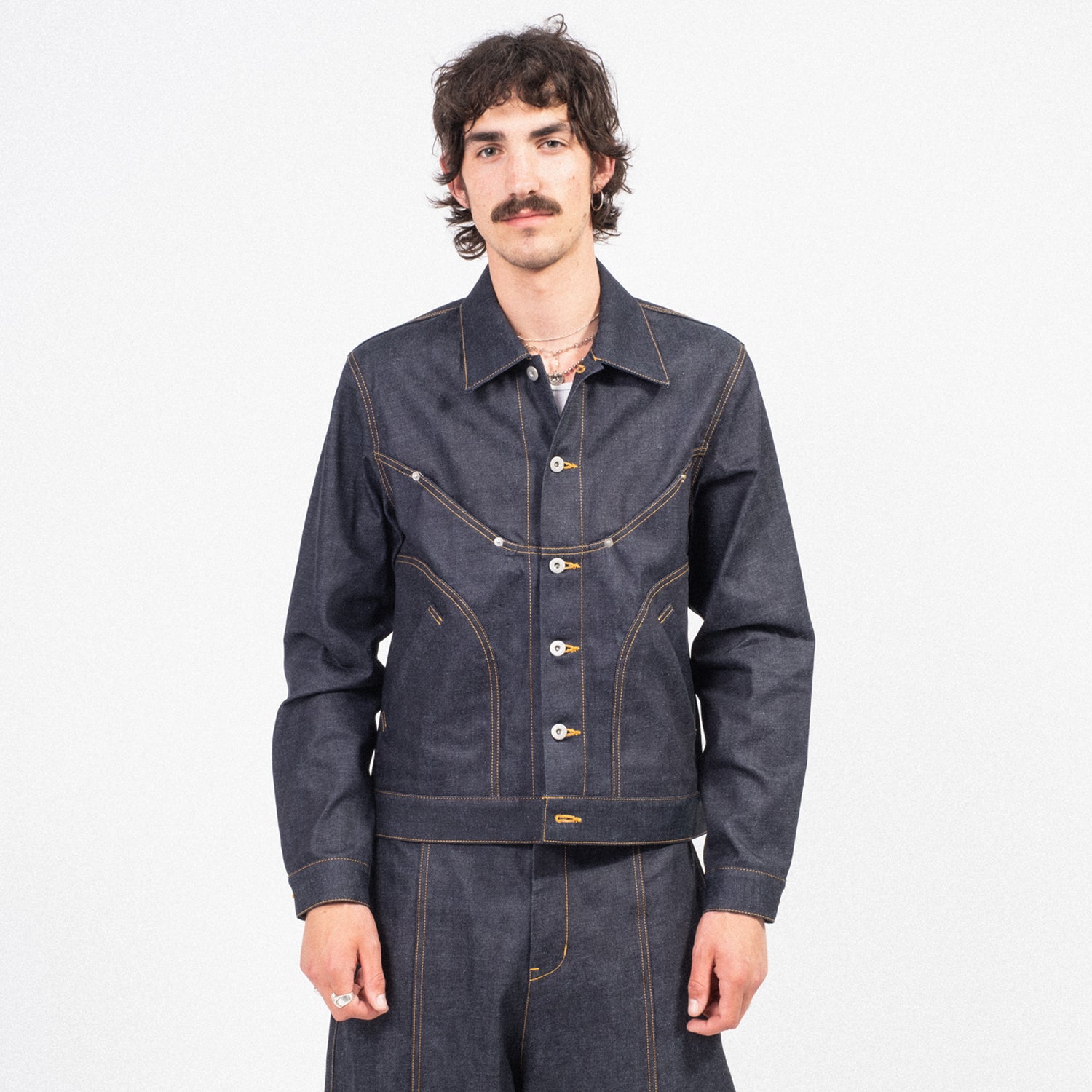 [SAGE NATION] DENIM JIJI JACKET _ RAW DENIM