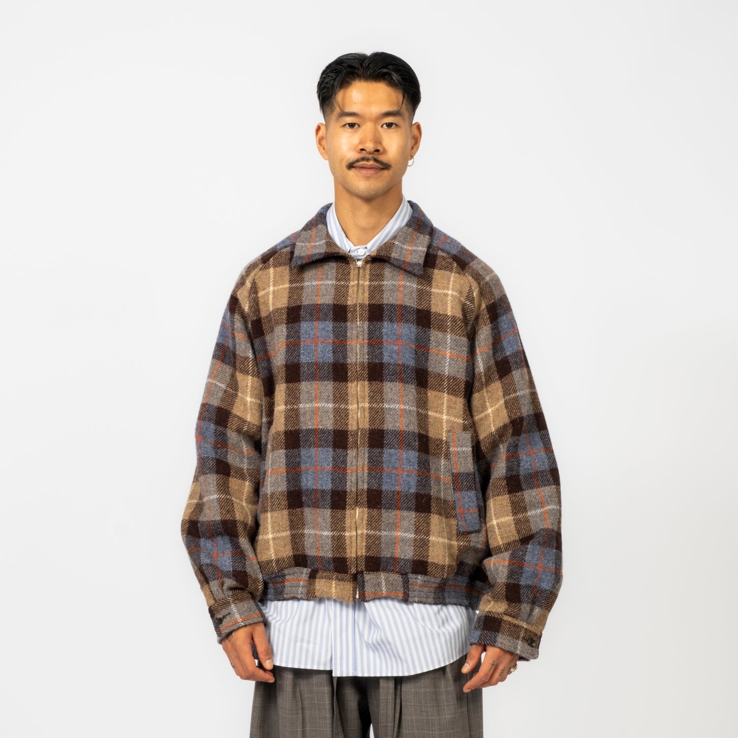 [SILLAGE] ZIP UP BLOUSON PLAID _ HARRIS TWEED