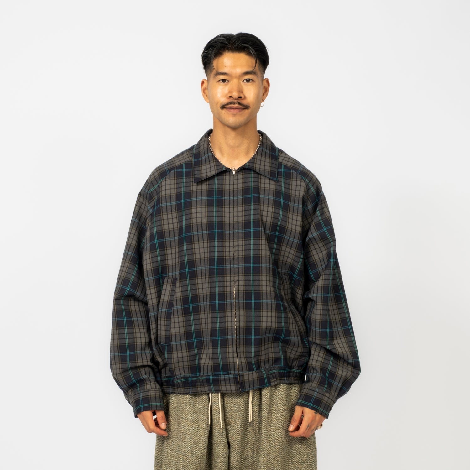 [SILLAGE] ZIP UP BLOUSON DEADSTOCK _ WATAHIKO TEX NAVY PLAID