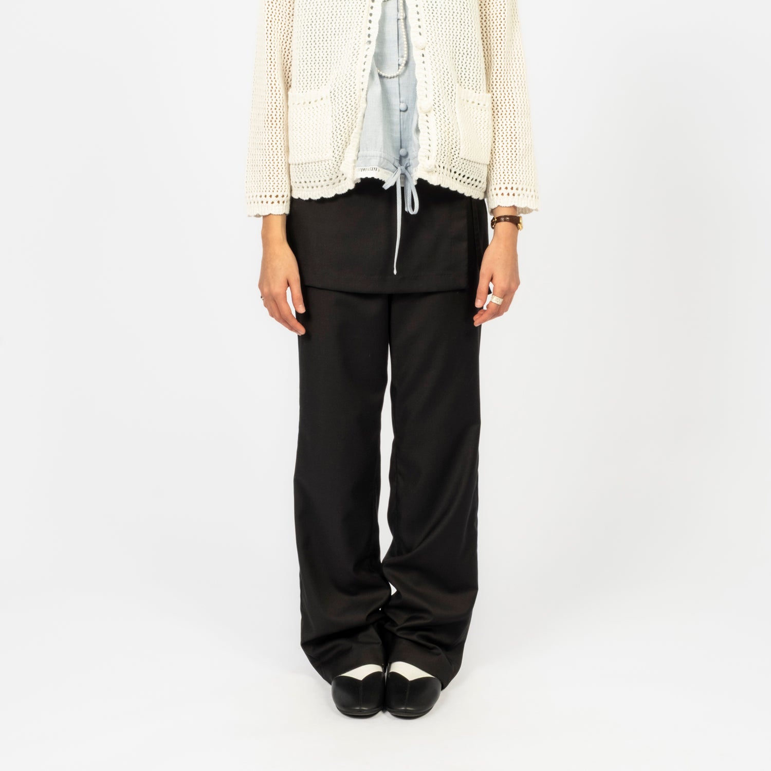 [DUNST] SKIRT LAYERED SLIM PANTS _ BLACK