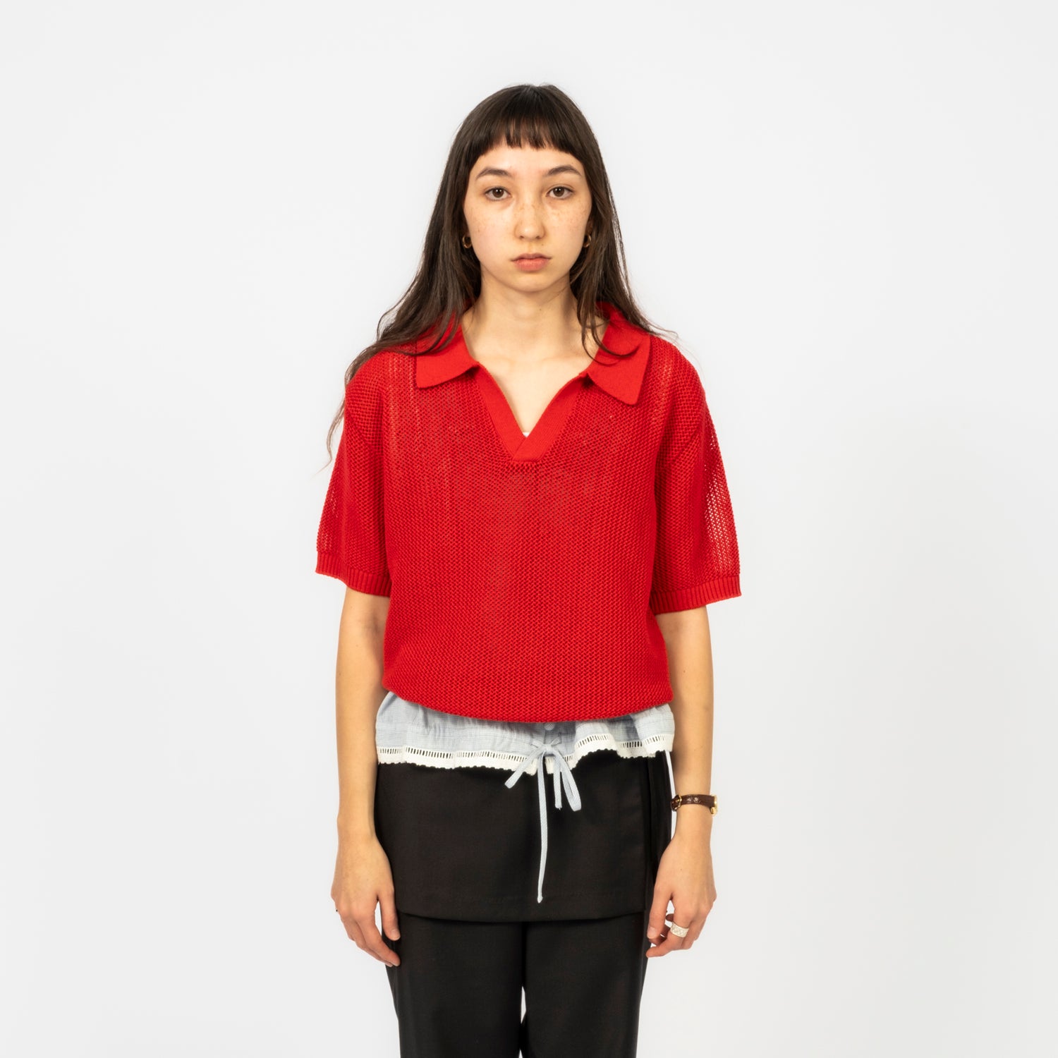[DUNST] UNISEX CHUNKY COLLARED KNIT _ RED